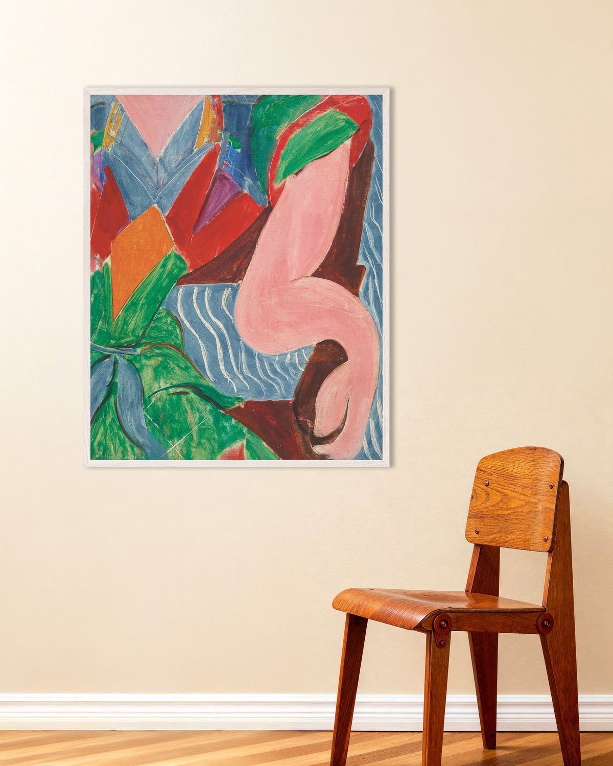 Poster de O Braço (1938), de Henri Matisse, com moldura de madeira branca