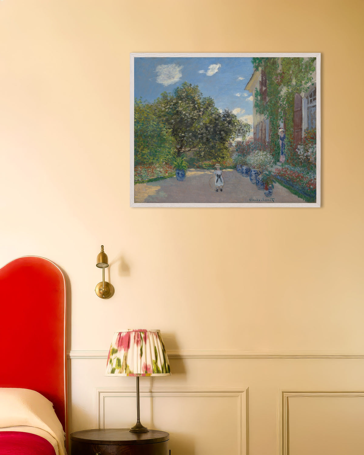 Poster A Casa do Artista em Argenteuil (1873), de Claude Monet, com moldura de madeira branca
