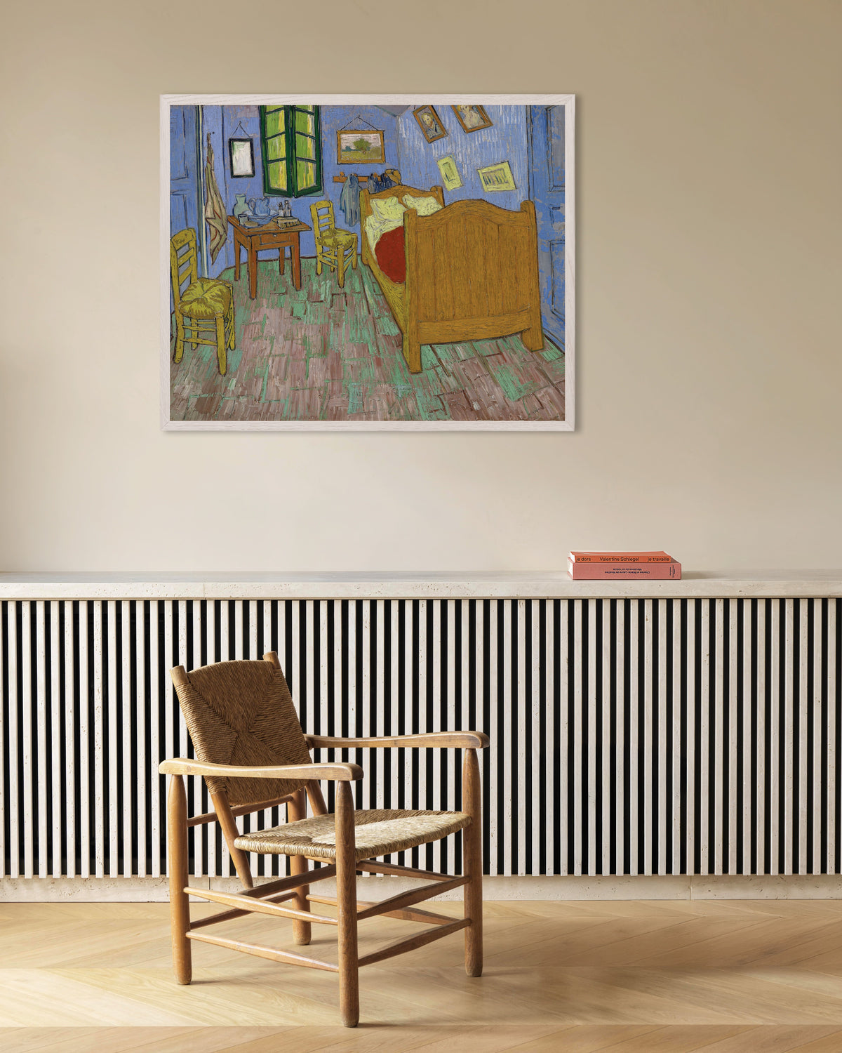 Poster de O Quarto, versão de Saint-Rémy (1889), de Vincent van Gogh, com moldura de madeira branca