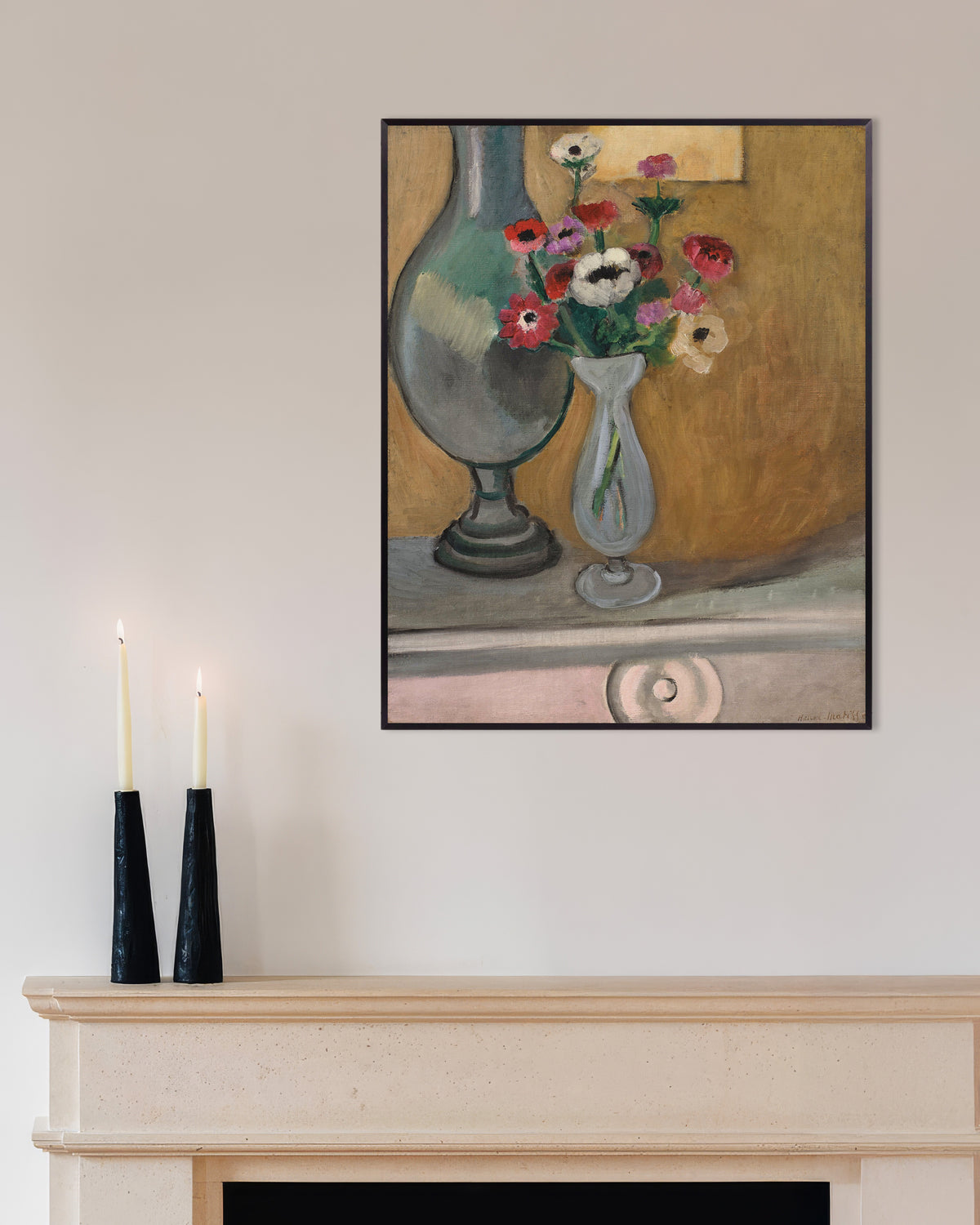 Poster de O Ramo de Anémonas (1918), de Henri Matisse, com moldura metálica