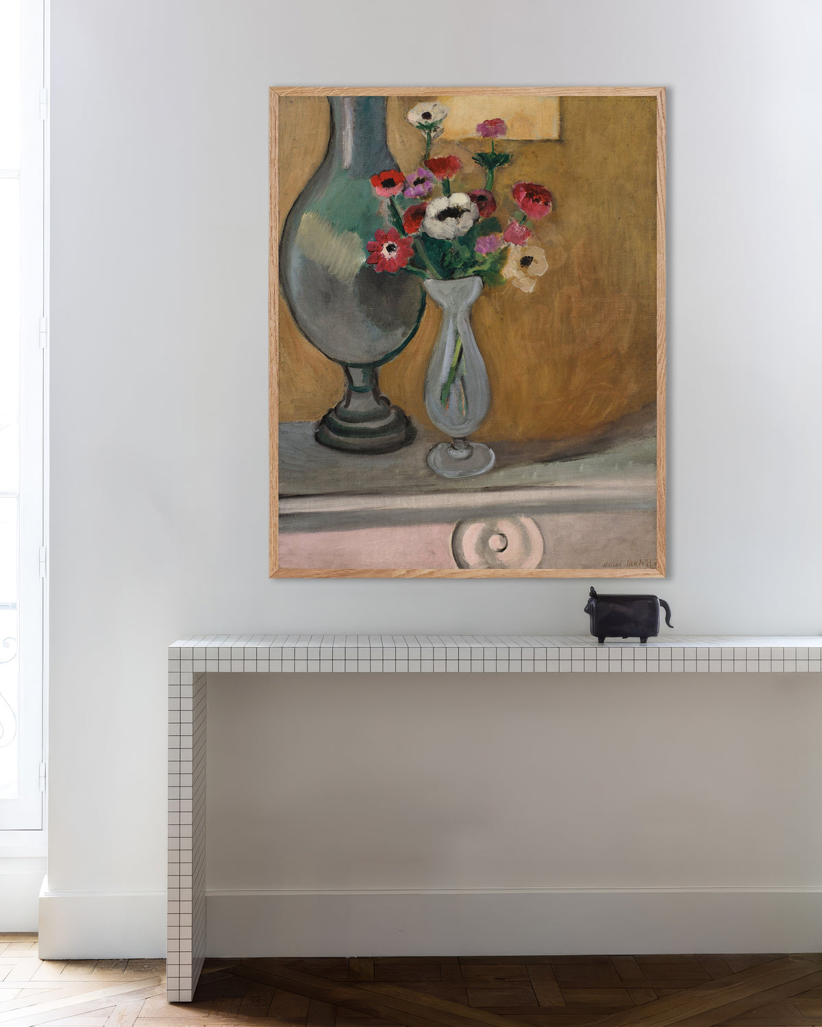 Poster de O Ramo de Anémonas (1918), de Henri Matisse, com moldura de madeira natural