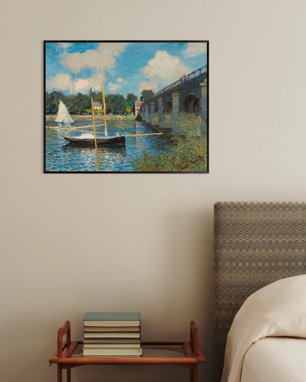 Poster A Ponte em Argenteuil (1874), de Claude Monet, com moldura de metal
