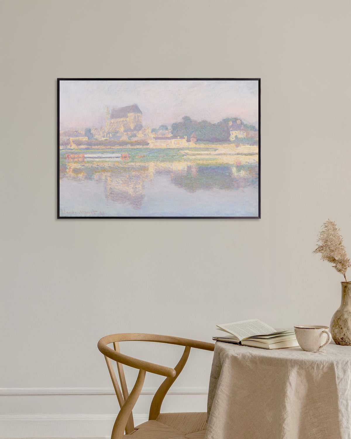 Poster A Igreja de Vernon, Sol (1894), de Claude Monet, com moldura de metal