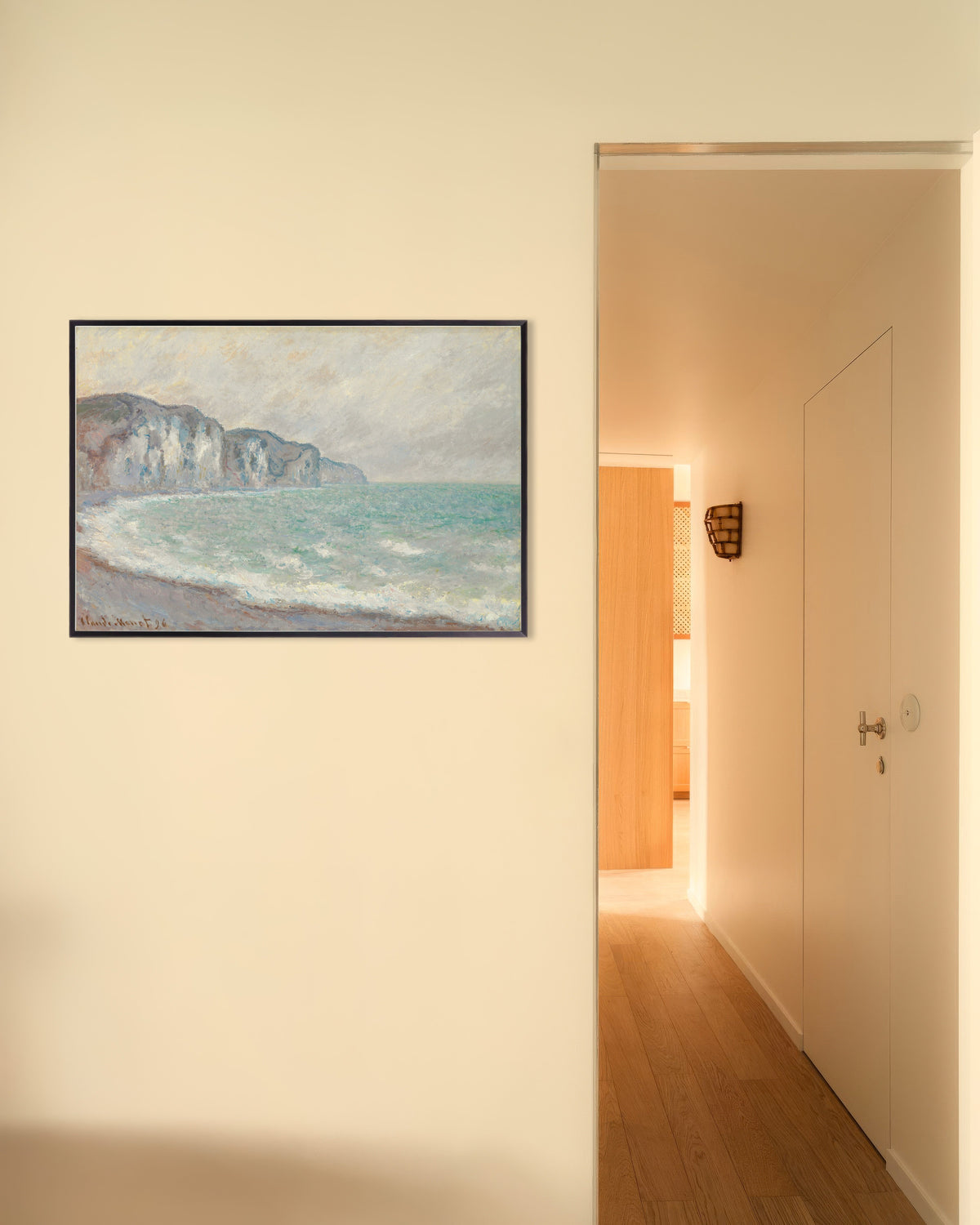 Poster A Falésia de Pourville (1896), de Claude Monet, com moldura de metal