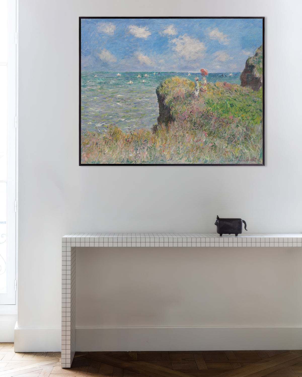 Poster Passeio na Falésia em Pourville (1882), de Claude Monet, com moldura de metal