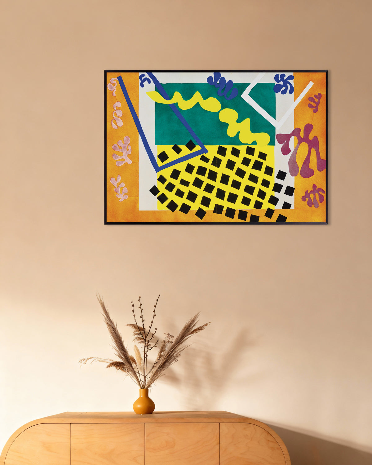 Poster de Os Codomas (Jazz, 1947), de Henri Matisse, com moldura metálica