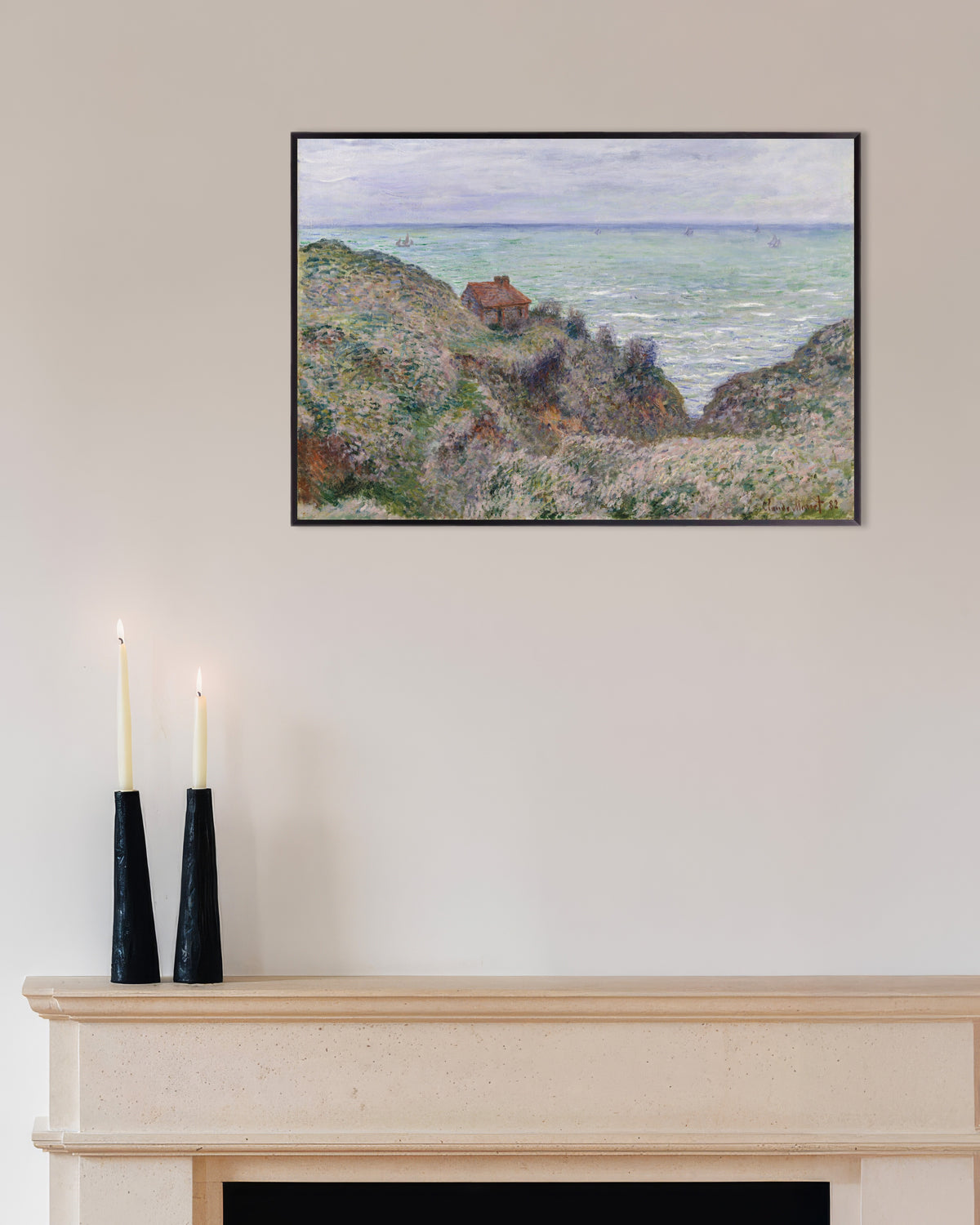 Poster A Cabana do Guarda-Fiscal (1882), de Claude Monet, com moldura de metal