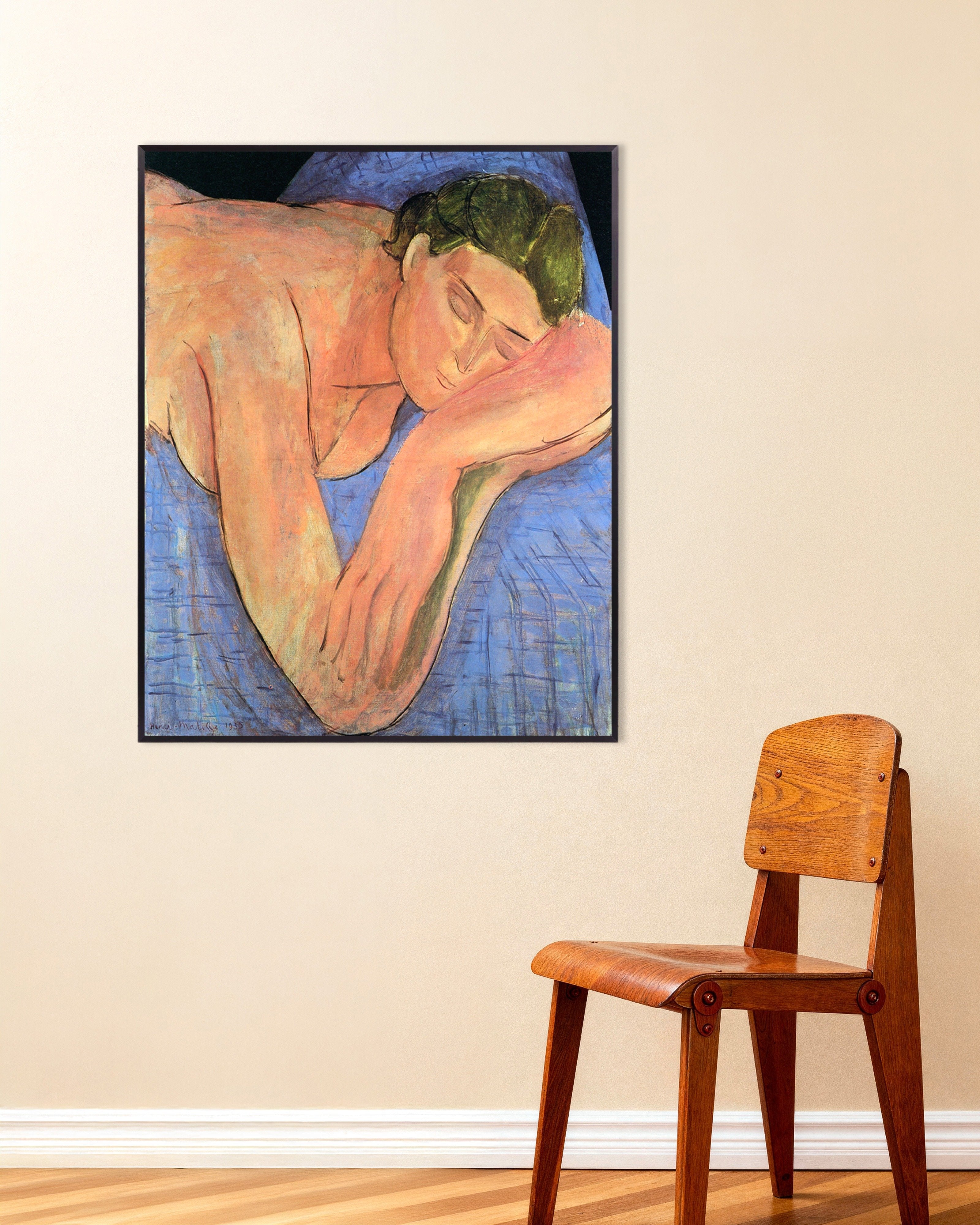 Poster of The dream (1935) by Henri Matisse, with metal frame