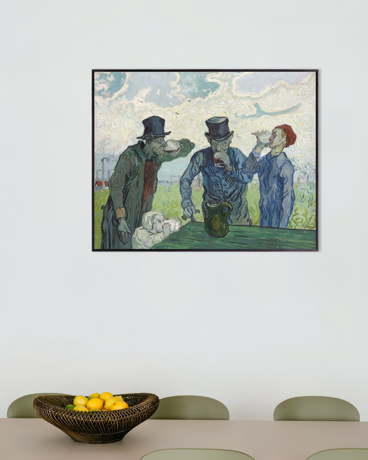 Poster de Os Bêbados, segundo Daumier (1890), de Vincent van Gogh, com moldura metálica
