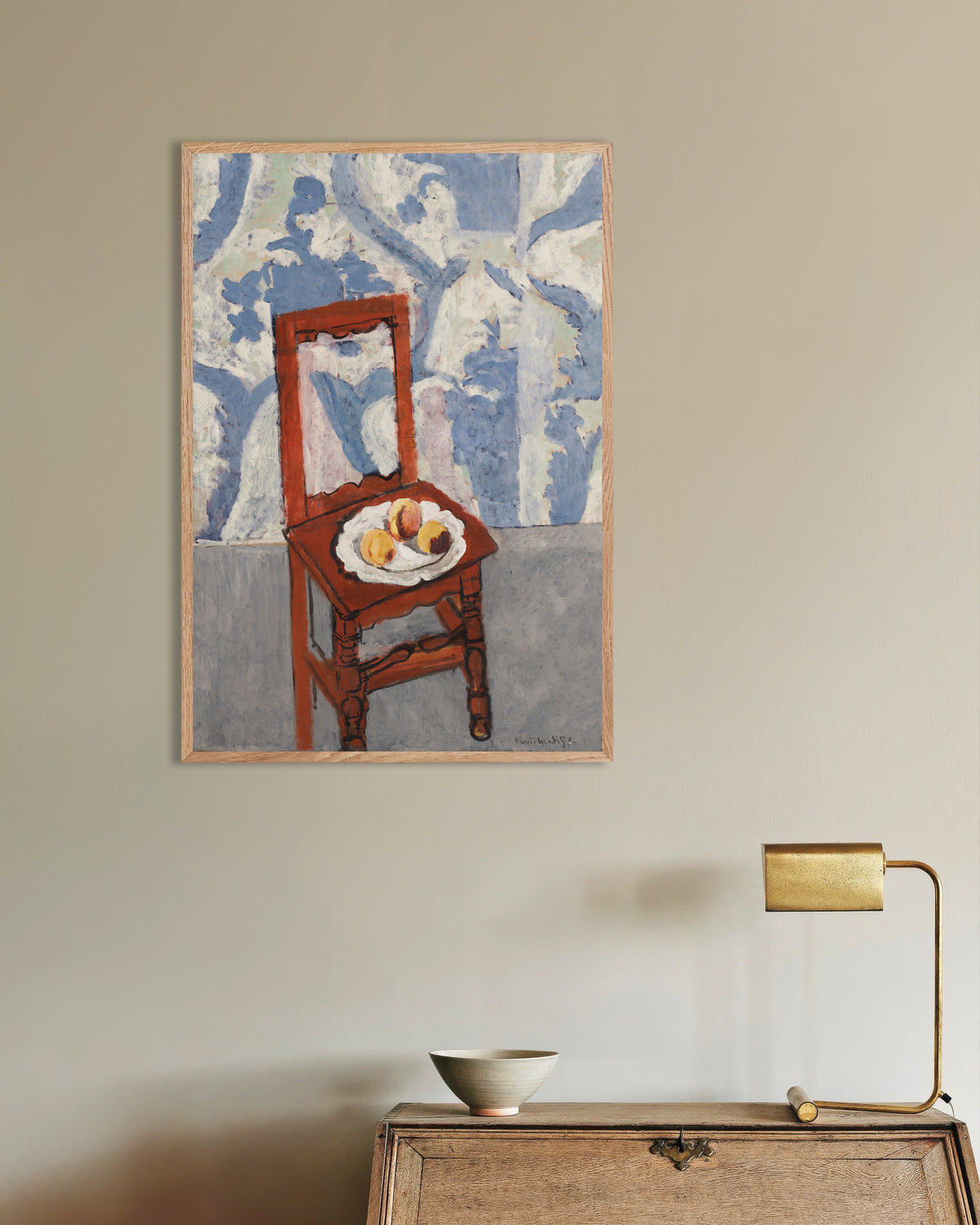 Poster de A Cadeira Lorraine (1919), de Henri Matisse, com moldura de madeira natural