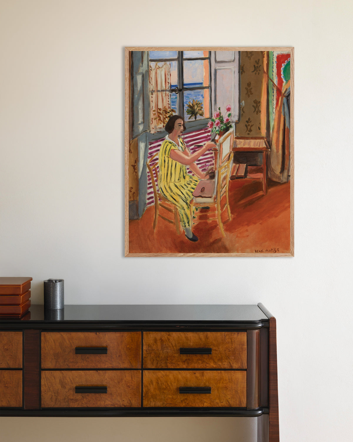 Poster de A Sessão da Manhã (1924), de Henri Matisse, com moldura de madeira natural