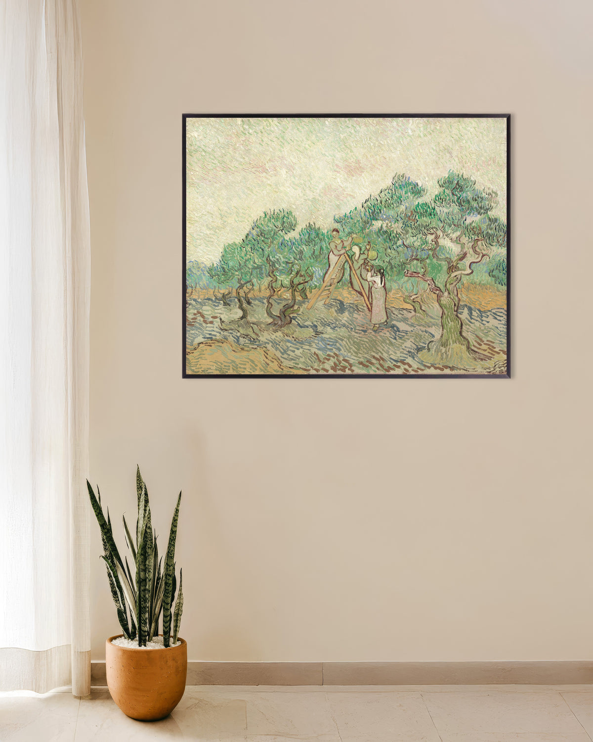 Poster de O Olival (1889), de Vincent van Gogh, com moldura metálica