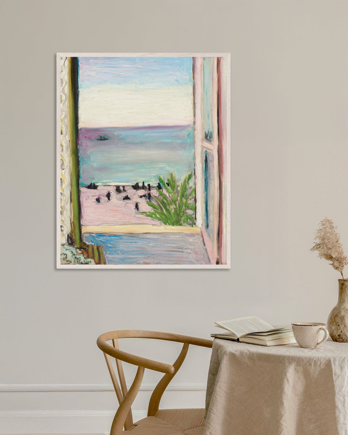 Poster de A Janela Aberta (1918), de Henri Matisse, com moldura de madeira branca
