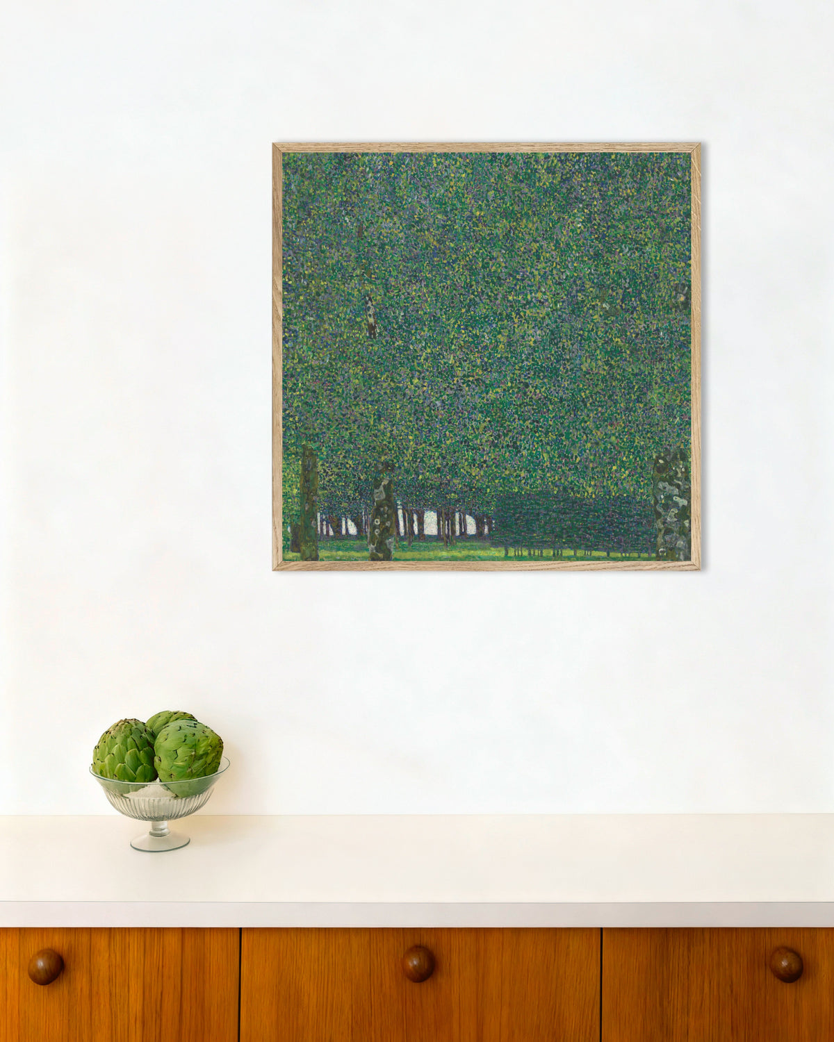 Poster O Parque (c. 1910–1911), de Gustav Klimt, com moldura de madeira natural