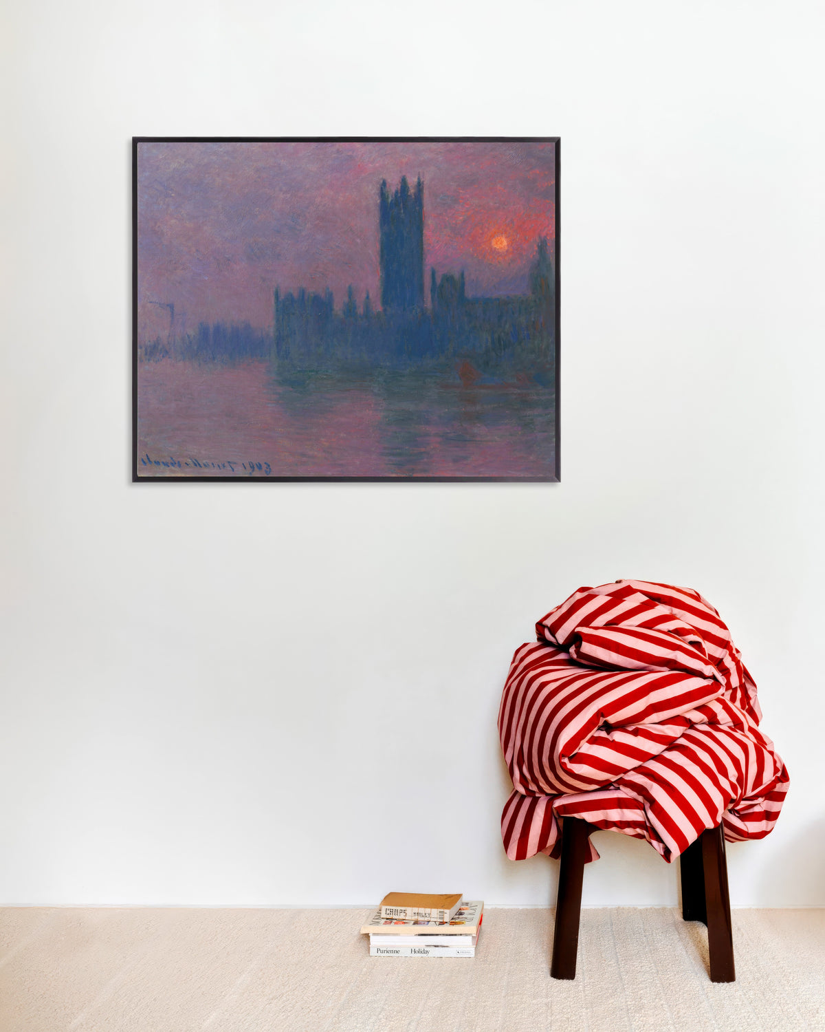 Poster O Parlamento, Sol Poente (1900–1903), de Claude Monet, com moldura de metal