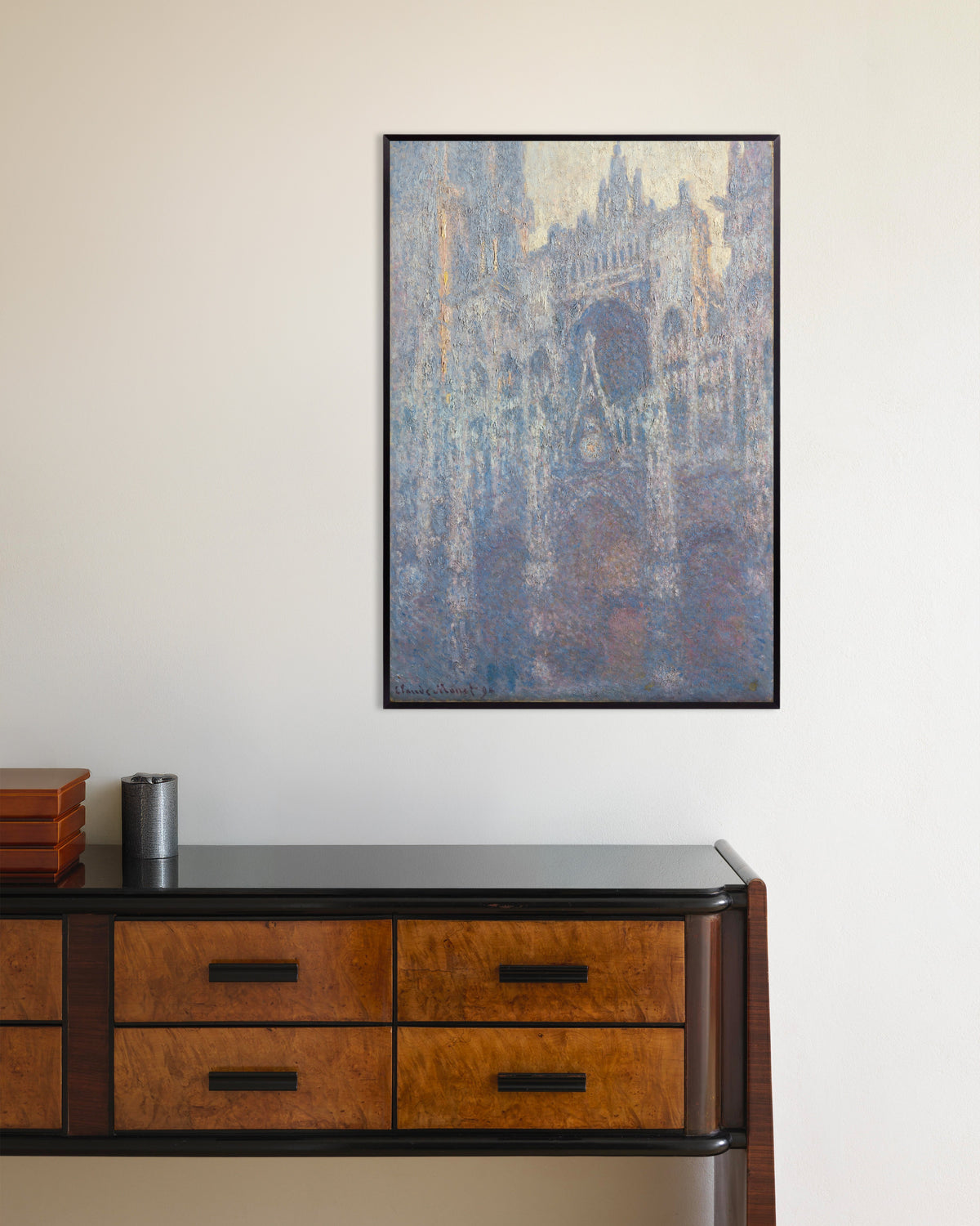 Poster O Portal da Catedral de Rouen à Luz da Manhã (1894), de Claude Monet, com moldura de metal