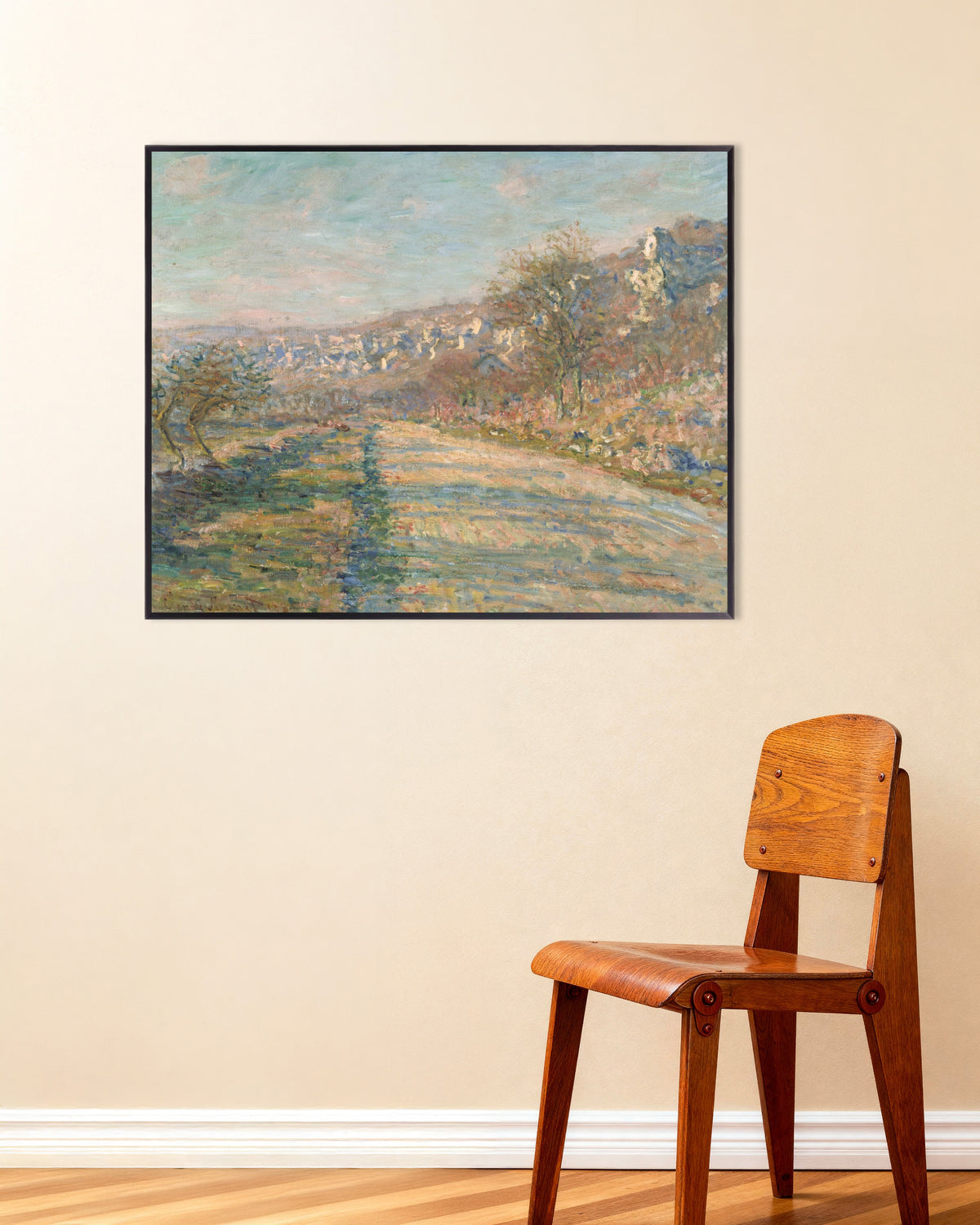 Poster A Estrada de La Roche-Guyon (1880), de Claude Monet, com moldura de metal