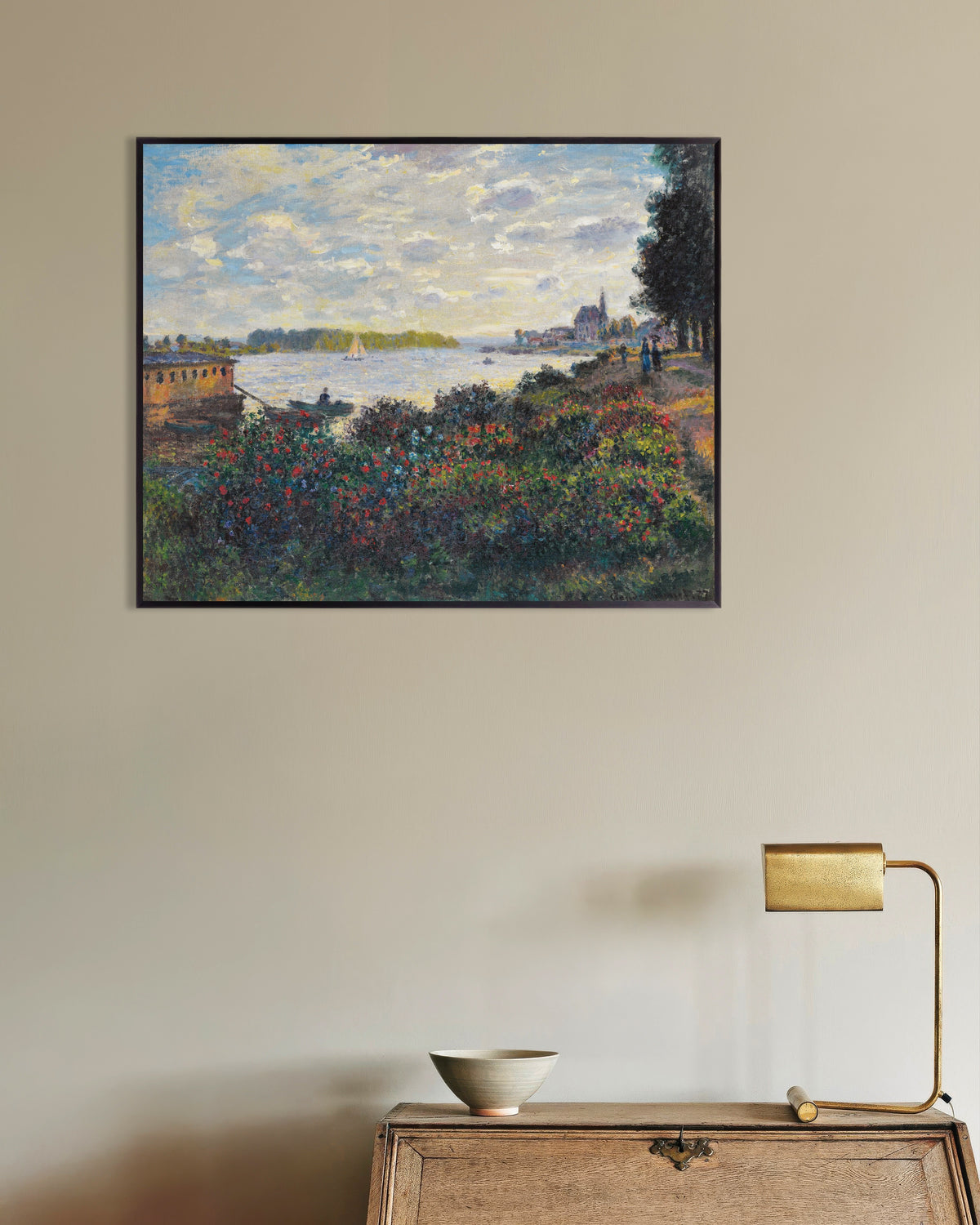 Poster O Sena em Argenteuil (1877), de Claude Monet, com moldura de metal
