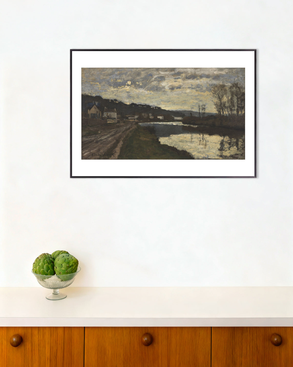 Poster O Sena em Bougival (1870), de Claude Monet, com moldura de metal