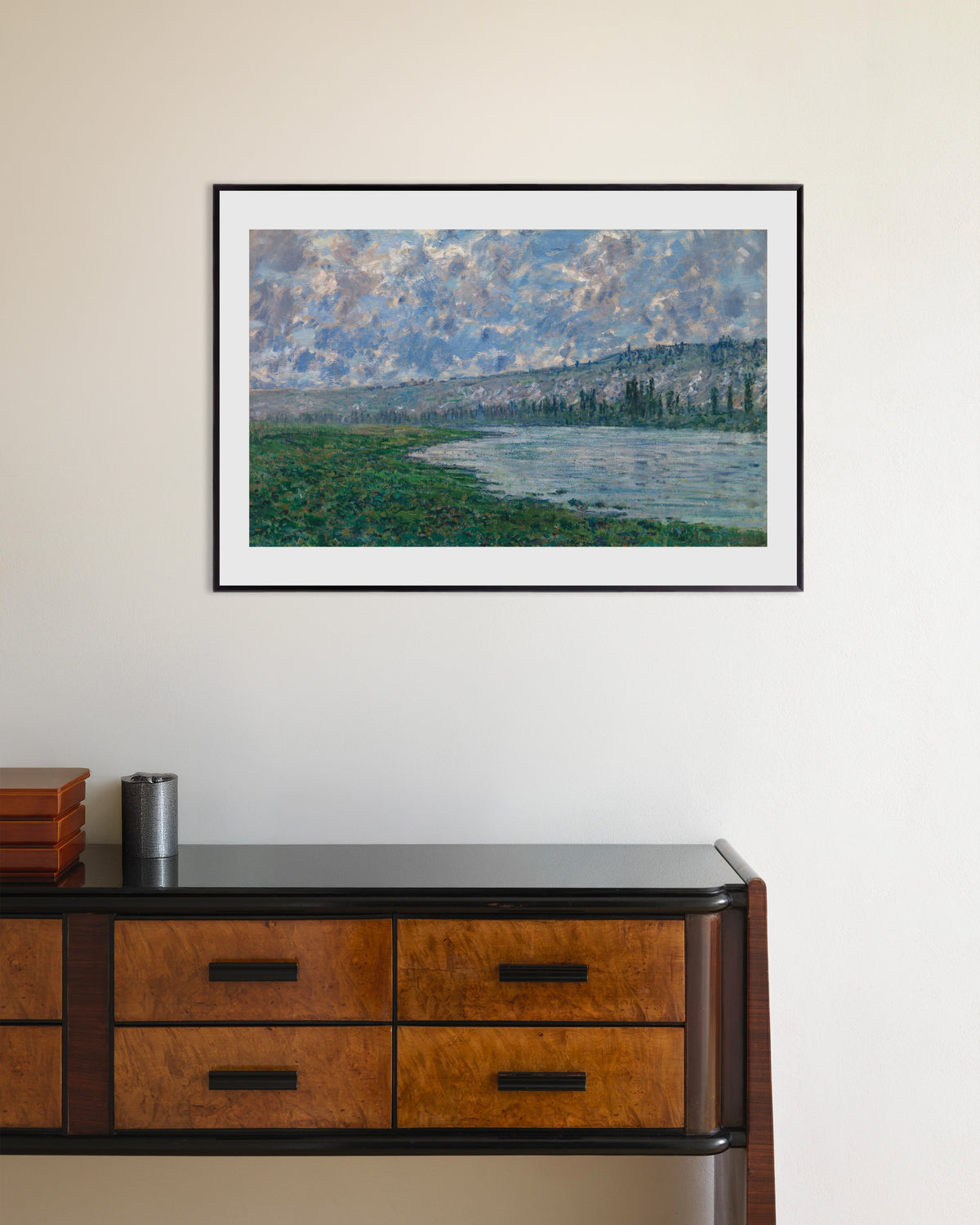 Poster O Sena em Vétheuil (1880), de Claude Monet, com moldura de metal