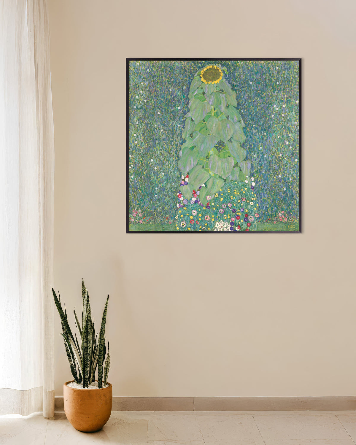 Poster O Girassol (1907–1908), de Gustav Klimt, com moldura de metal