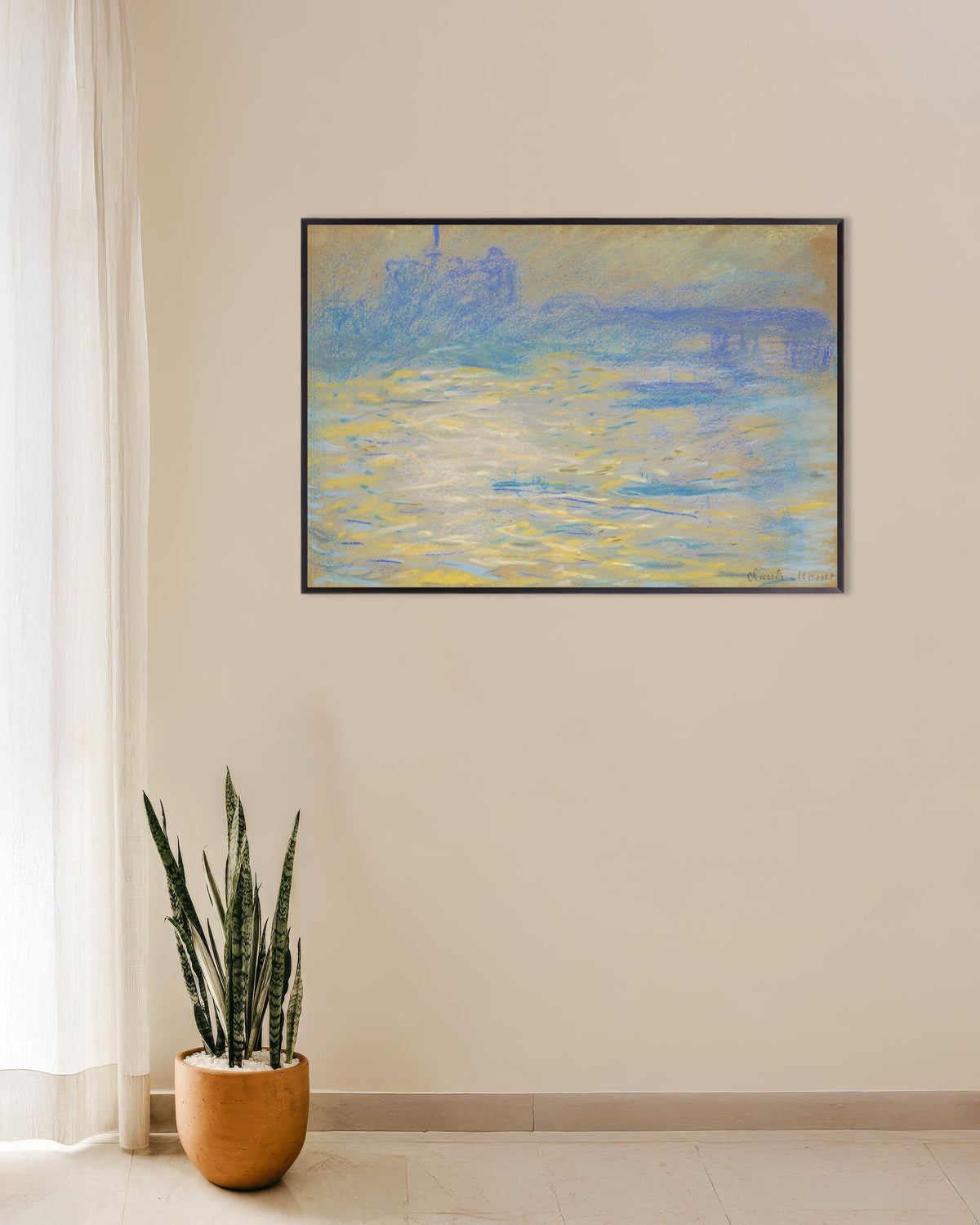 Poster O Tamisa (1901), de Claude Monet, com moldura de metal