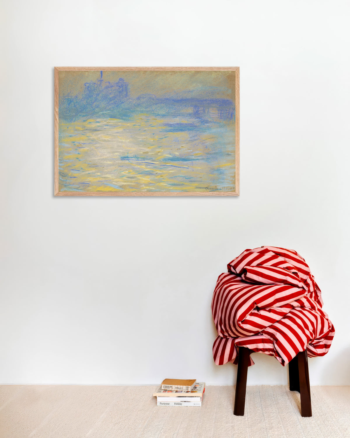Poster O Tamisa (1901), de Claude Monet, com moldura de madeira natural