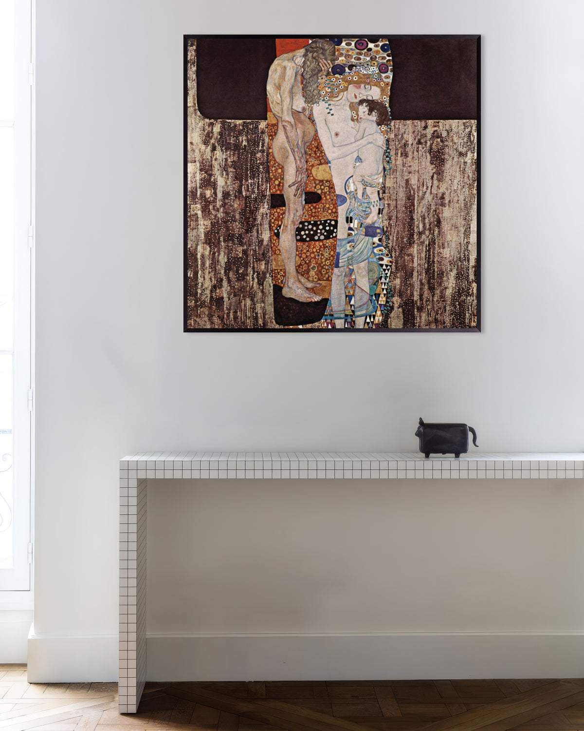 Poster As Três Idades da Mulher (1905), de Gustav Klimt, com moldura de metal