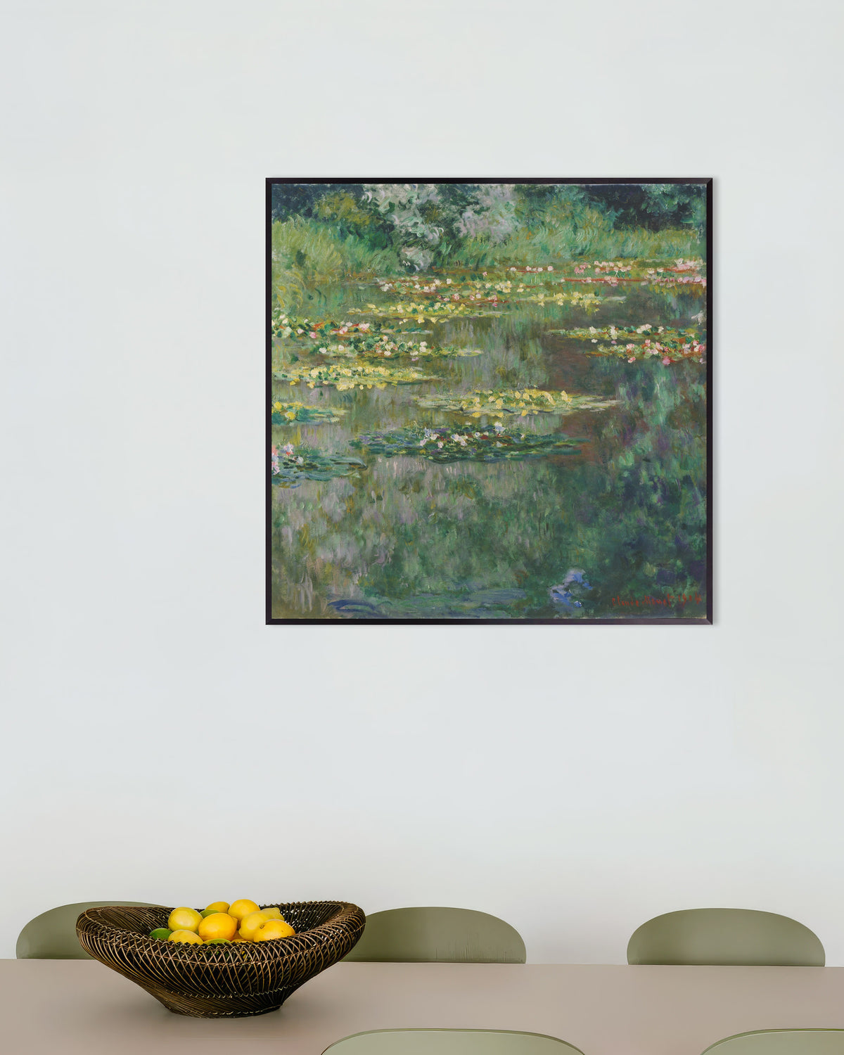 Poster O Lago dos Nenúfares (1904), de Claude Monet, com moldura de metal