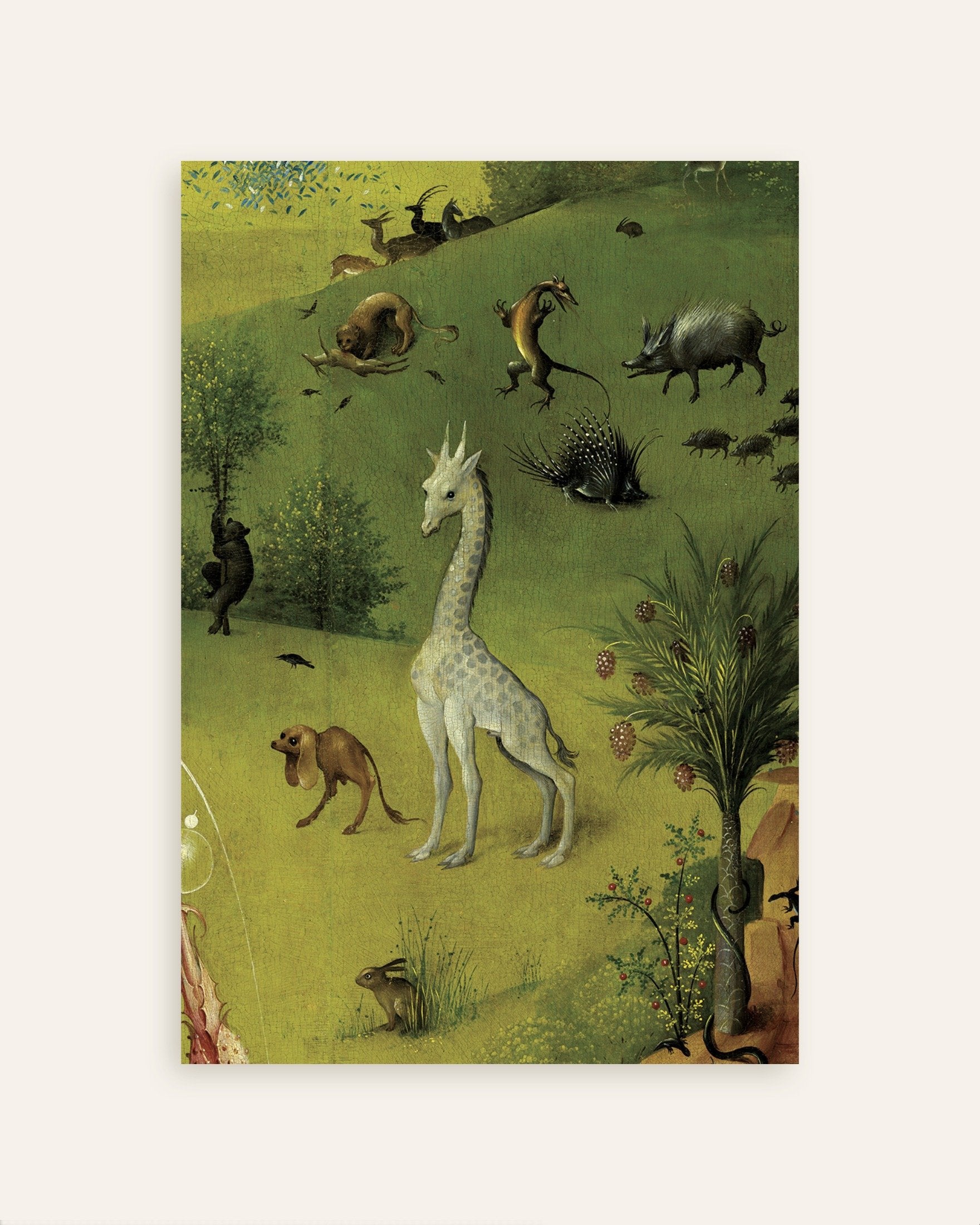Poster of The white giraffe and exotic beasts - Detail from The Garden of Earthly Delights, thumbnail