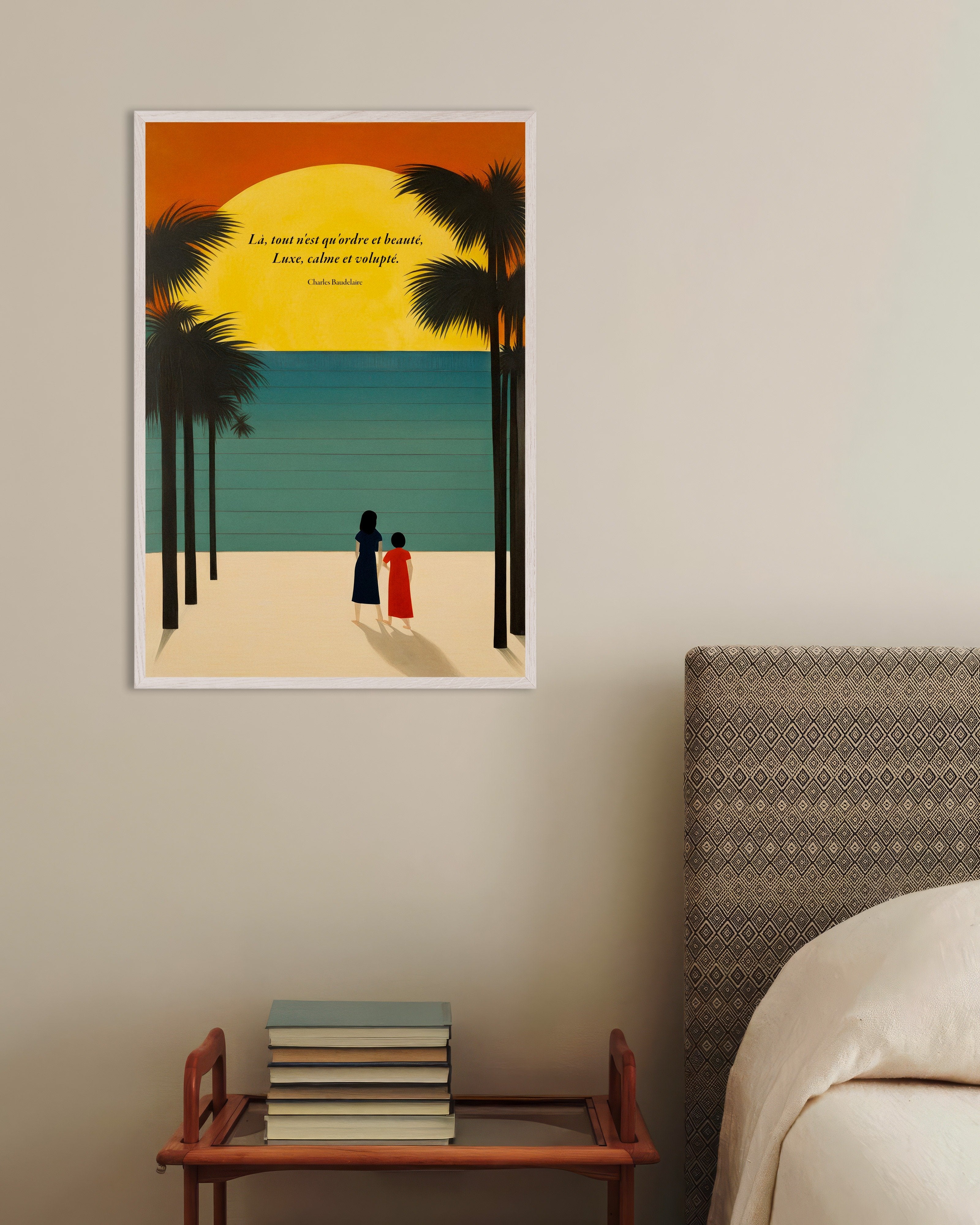 Poster of There, all is order and beauty, luxury, calm, and volupté - Baudelaire - Poster, french, with white wooden frame