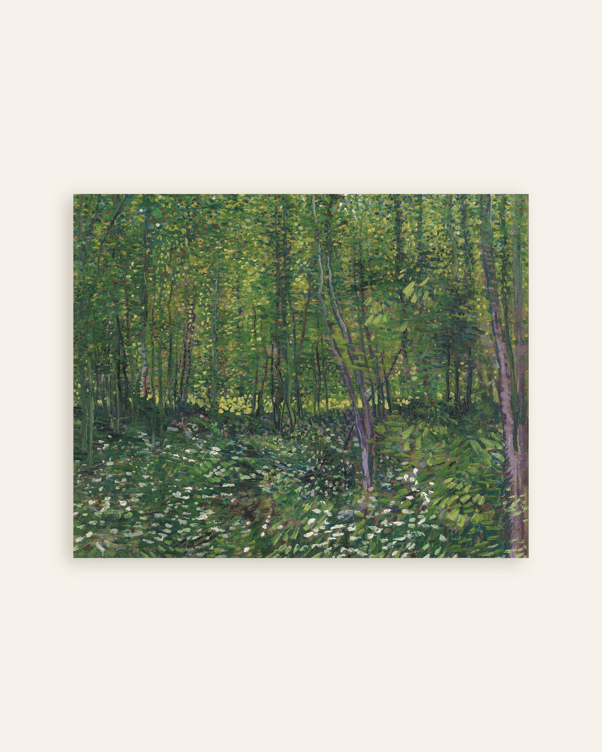 Poster de Árvores e vegetação rasteira (1887), de Vincent van Gogh, em miniatura