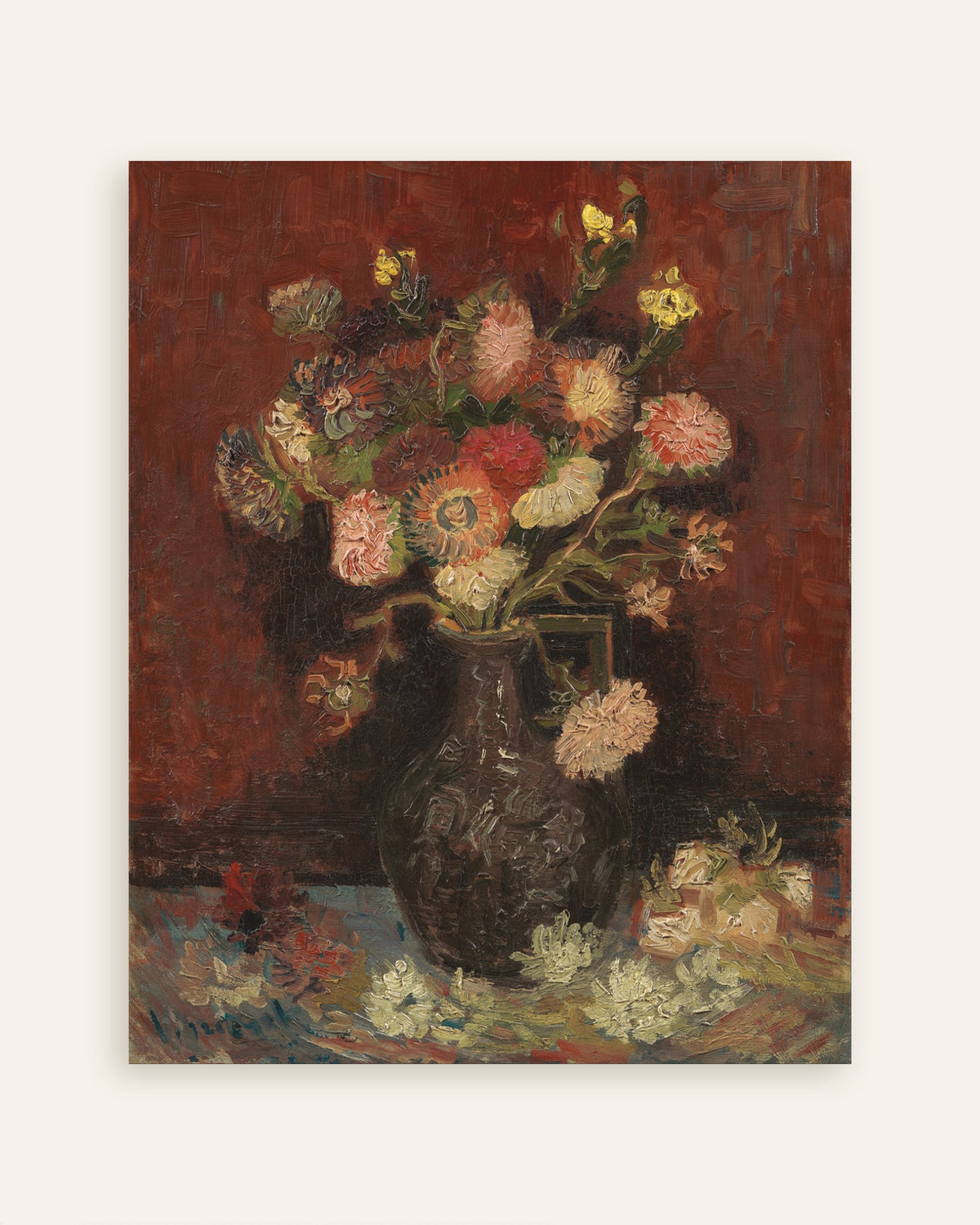 Poster de Vaso com ásteres chineses e gladíolos (1886), de Vincent van Gogh, em miniatura