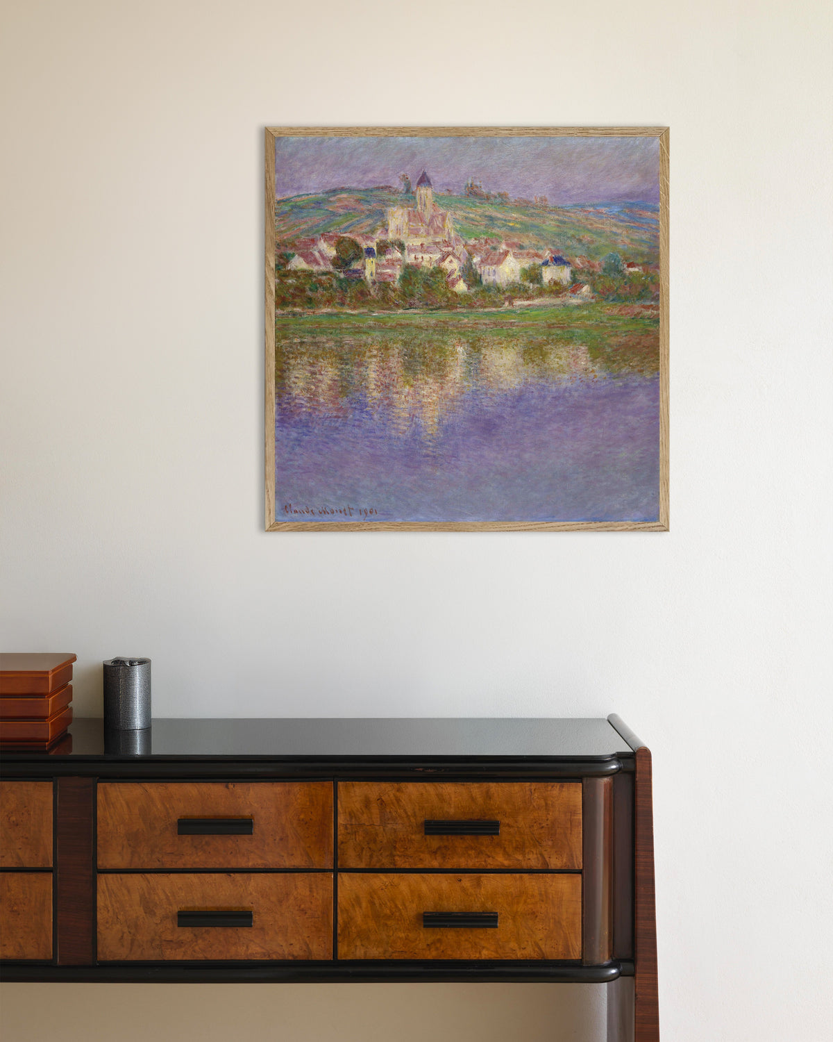 Poster Vétheuil (1901), de Claude Monet, com moldura de madeira natural