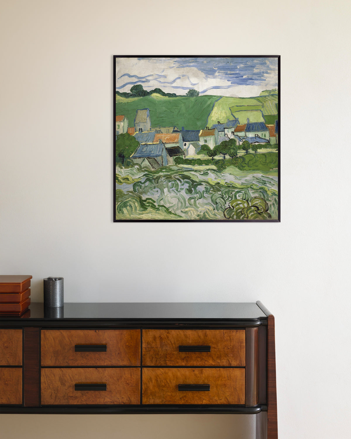 Poster de Vista de Auvers (1890), de Vincent van Gogh, com moldura de metal