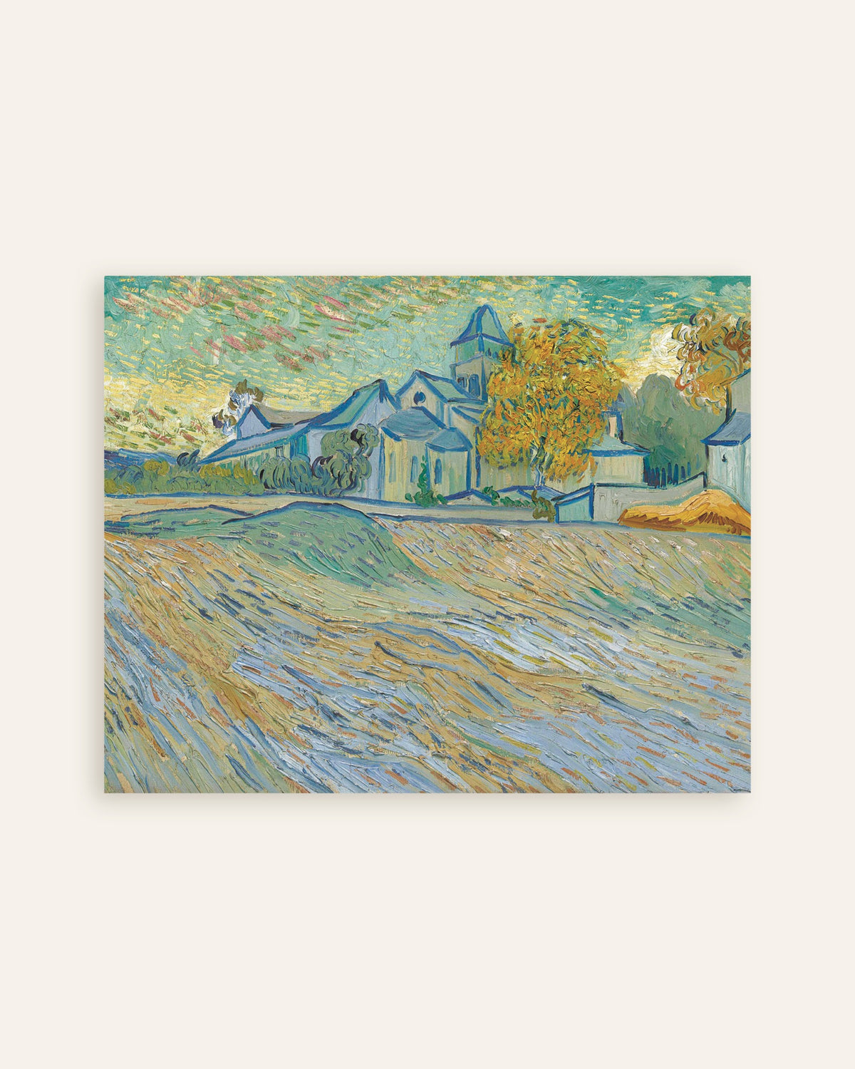Poster de Vista do asilo e da capela de Saint-Rémy (1889), de Vincent van Gogh, miniatura