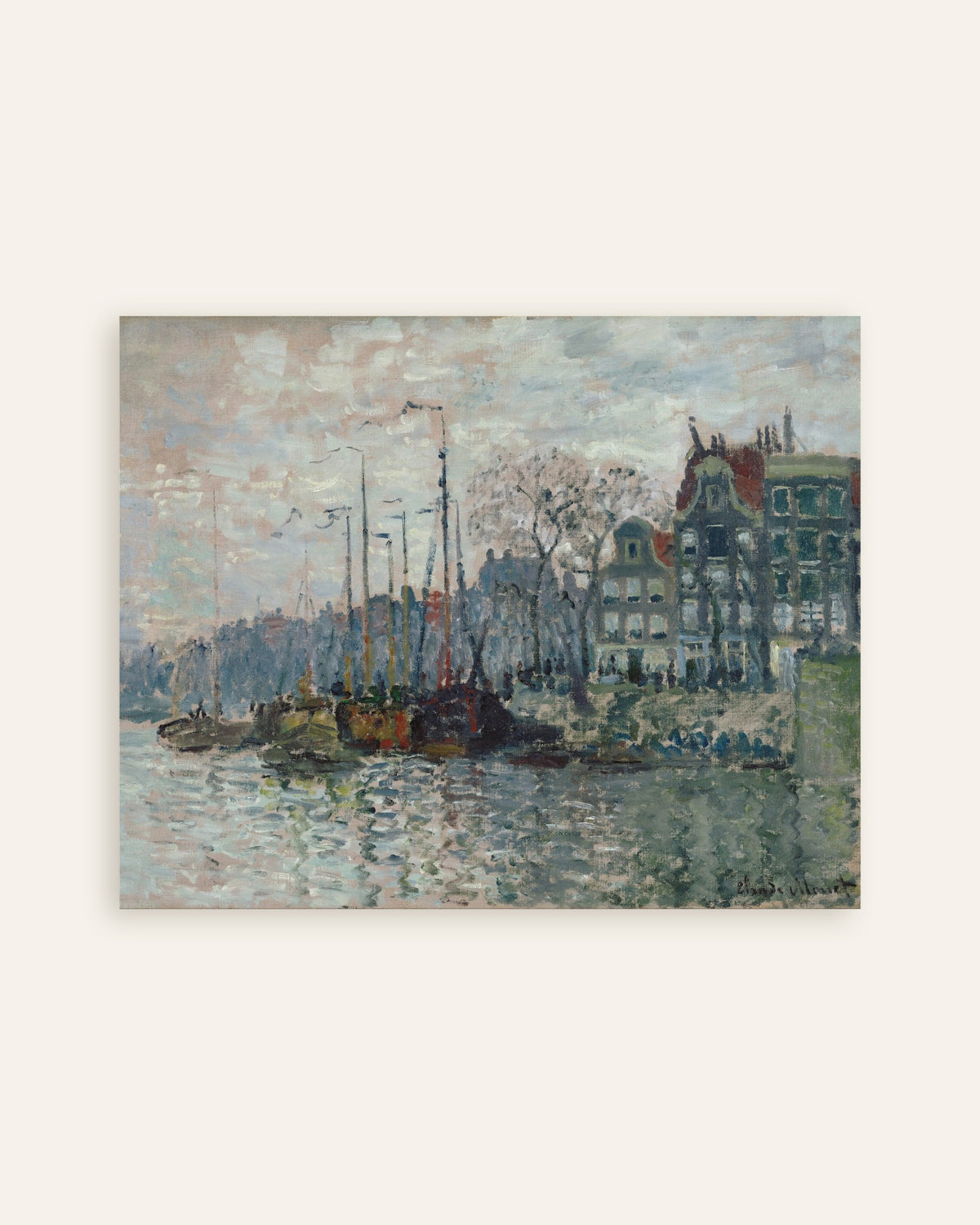 Poster Vista do Prins Hendrikkade e do Kromme Waal em Amesterdão (1874), de Claude Monet, miniatura