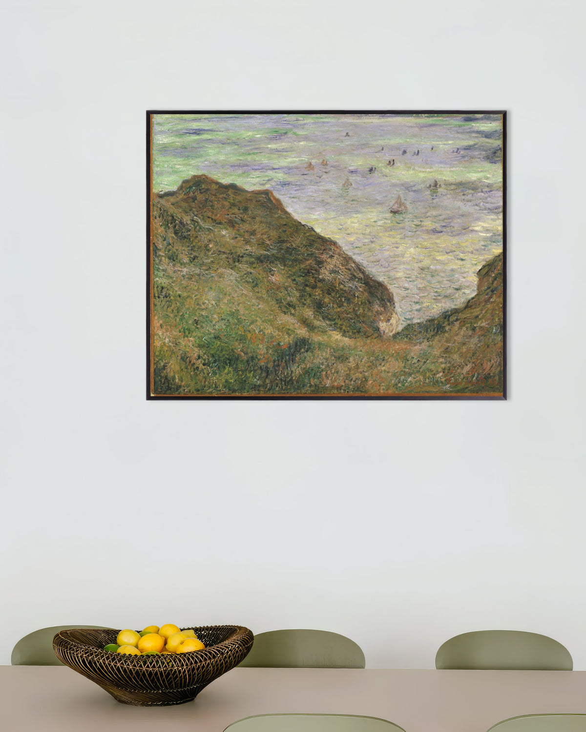 Poster Vista sobre o Mar (1882), de Claude Monet, com moldura de metal