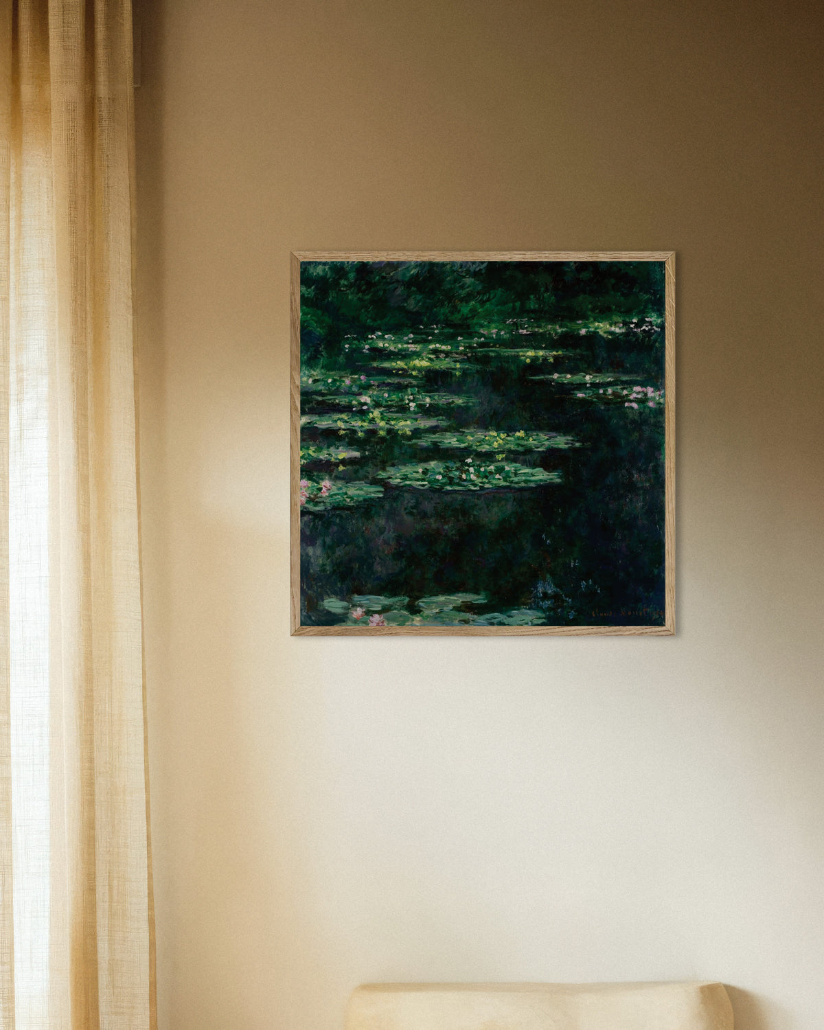 Poster Nenúfares (1904), de Claude Monet, com moldura de madeira natural