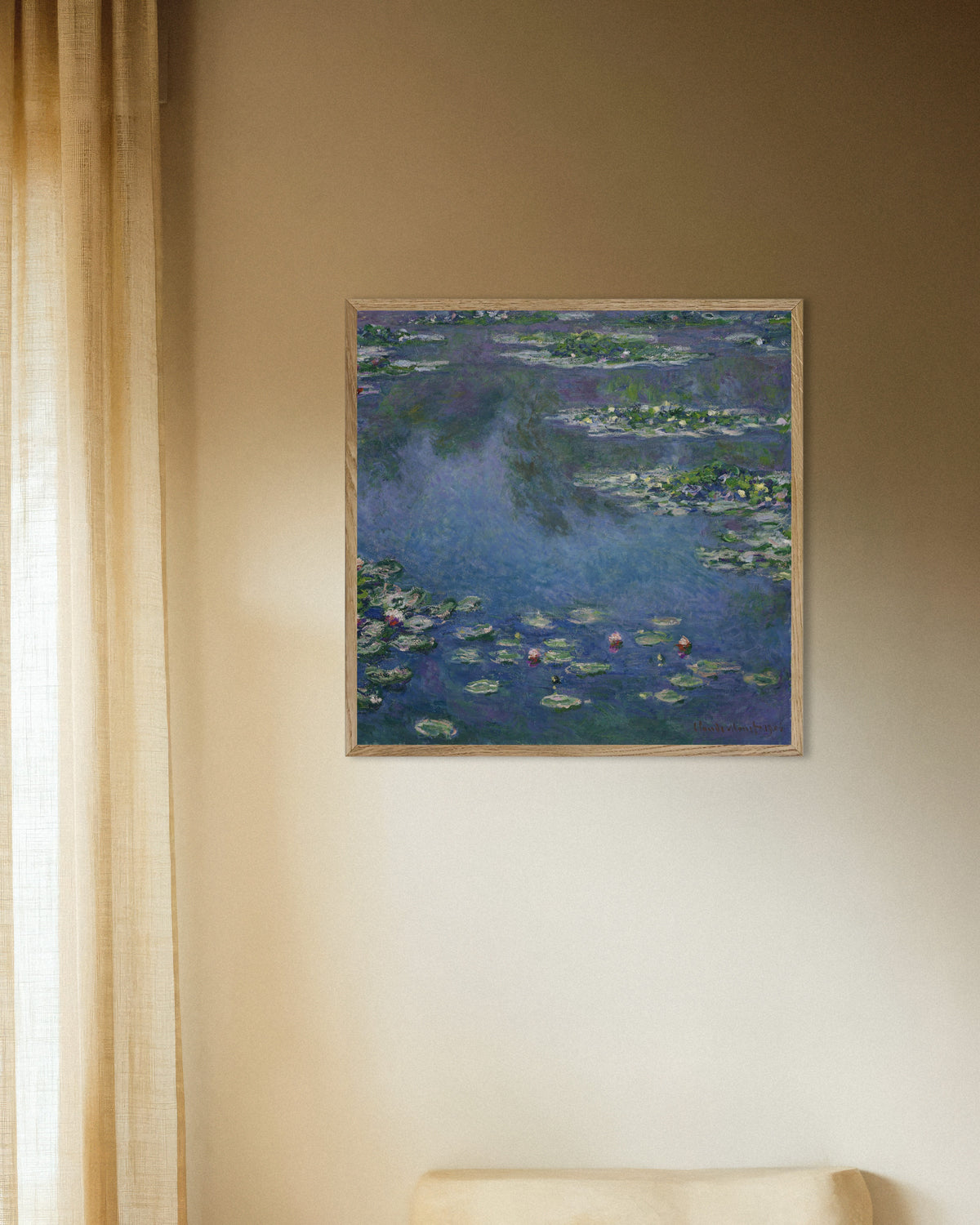 Poster Nenúfares (1906), de Claude Monet, com moldura de madeira natural