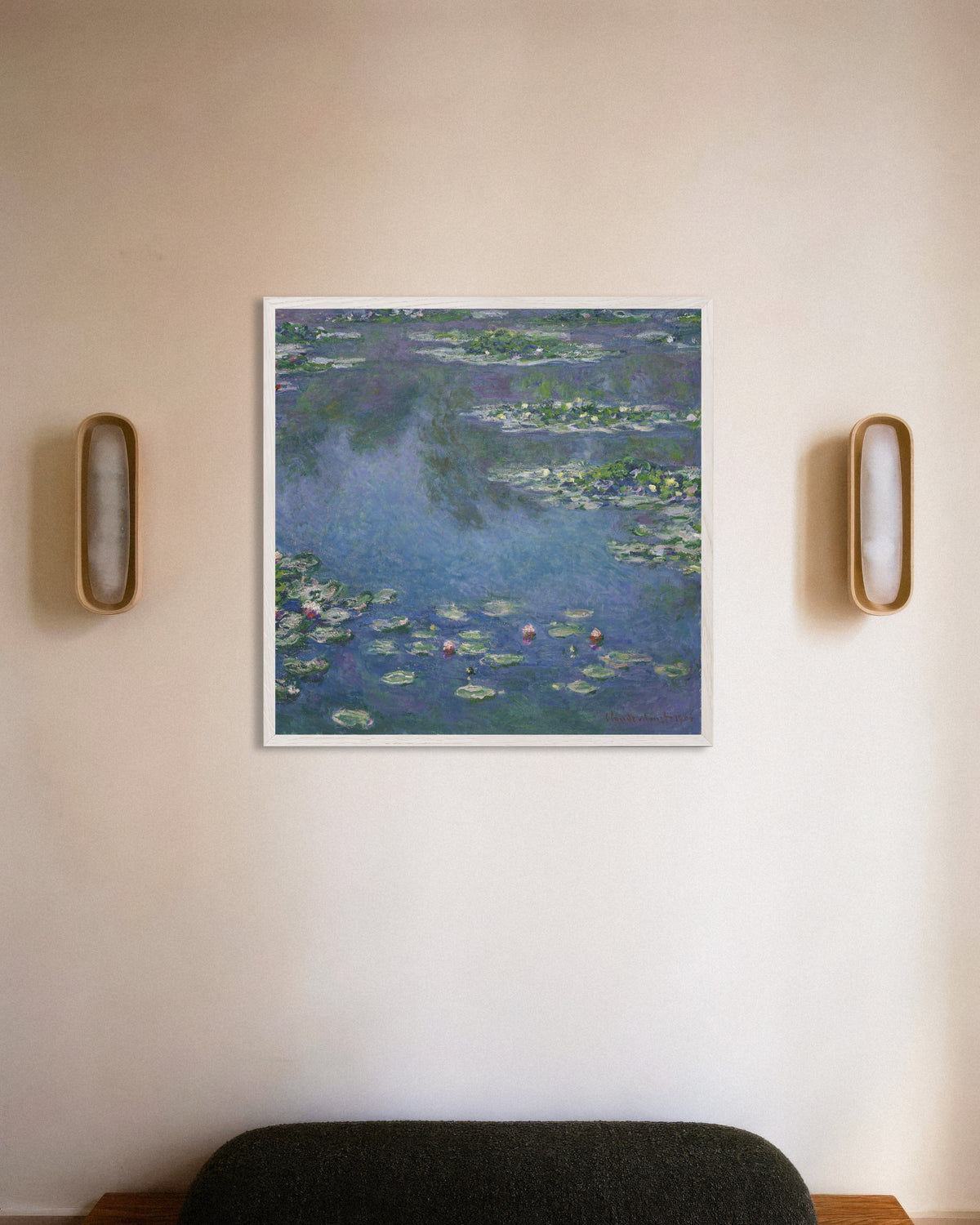 Poster Nenúfares (1906), de Claude Monet, com moldura de madeira branca