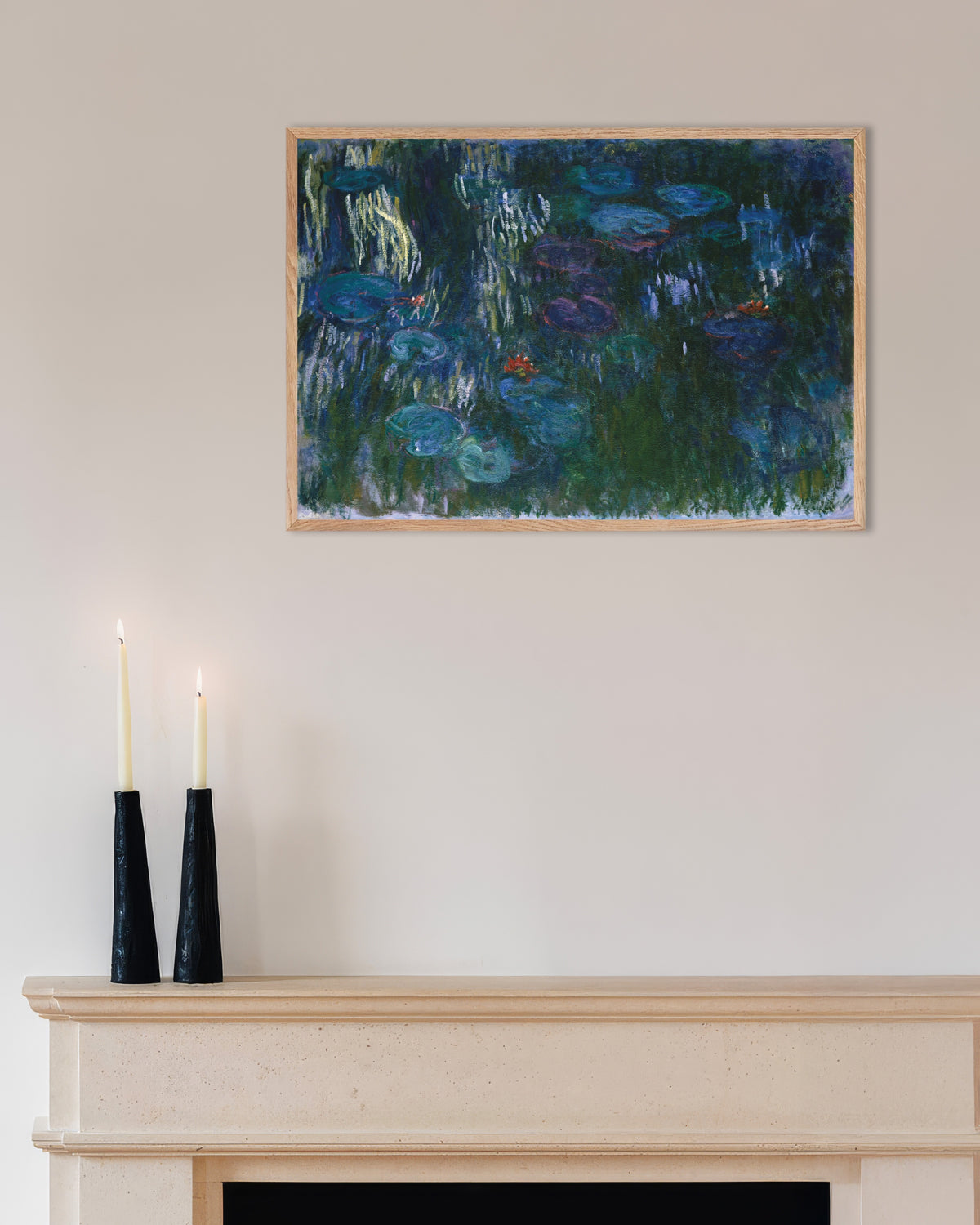 Poster Nenúfares (1916–1919), de Claude Monet, com moldura de madeira natural