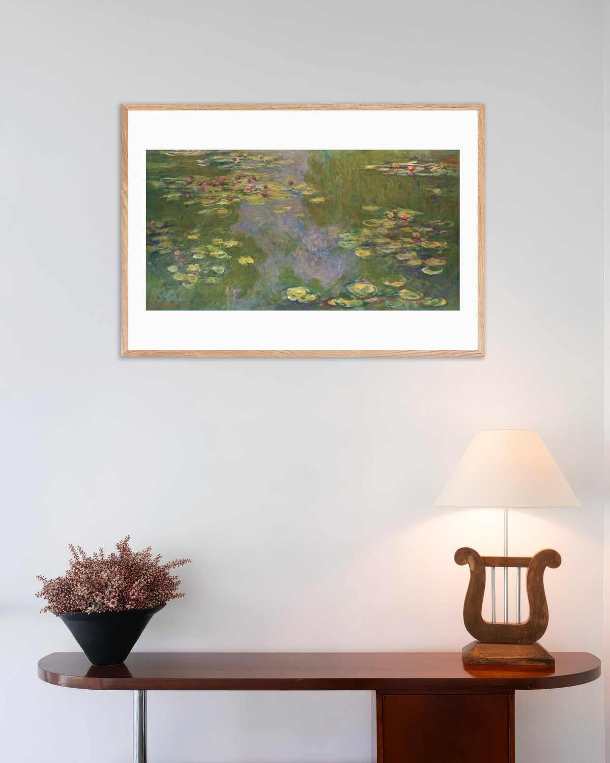 Poster Nenúfares (1919), de Claude Monet, com moldura de madeira natural