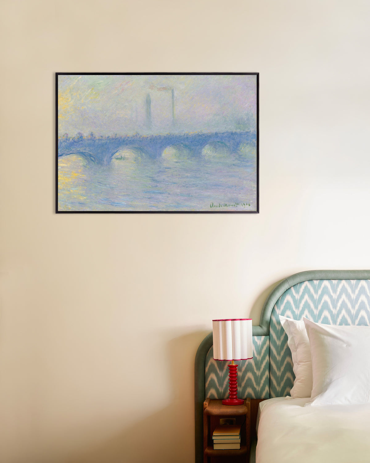 Poster A Ponte de Waterloo, Efeito de Bruma (1904), de Claude Monet, com moldura de metal
