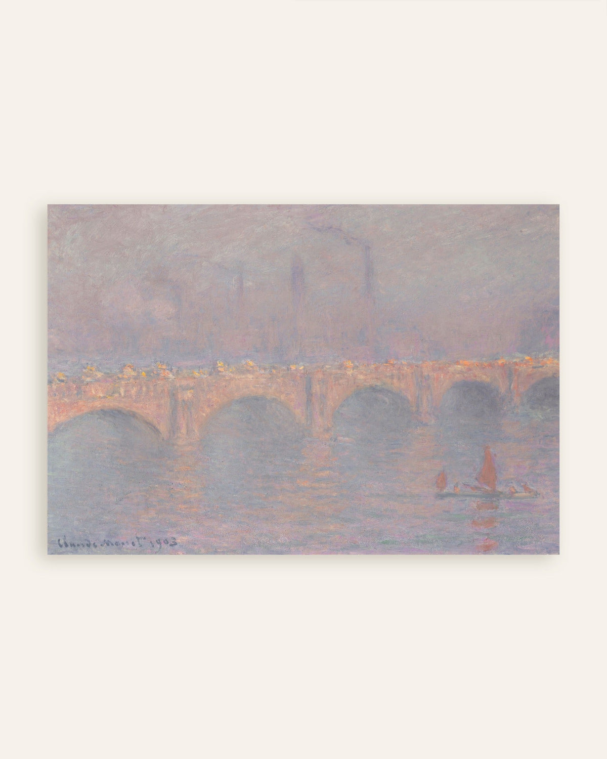 Poster A Ponte de Waterloo, Sol Velado (1899–1903), de Claude Monet, miniatura