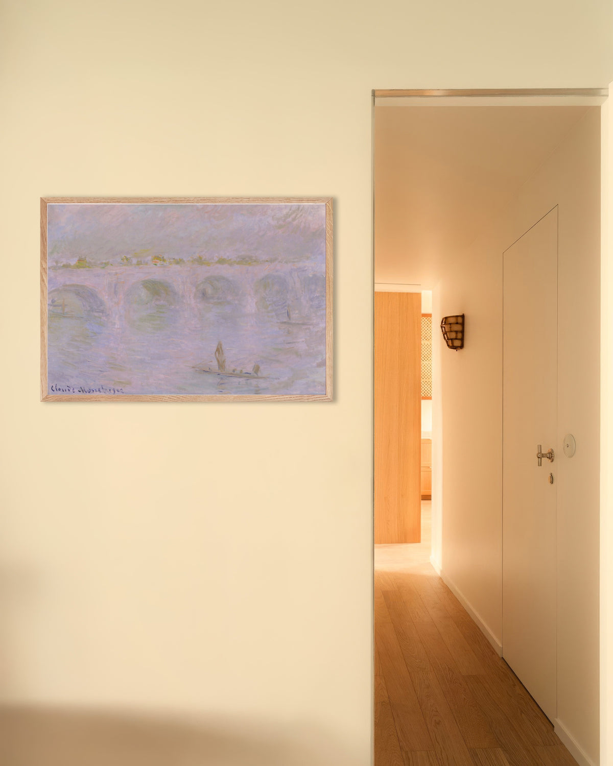 Poster A Ponte de Waterloo, Londres (1902), de Claude Monet, com moldura de madeira natural