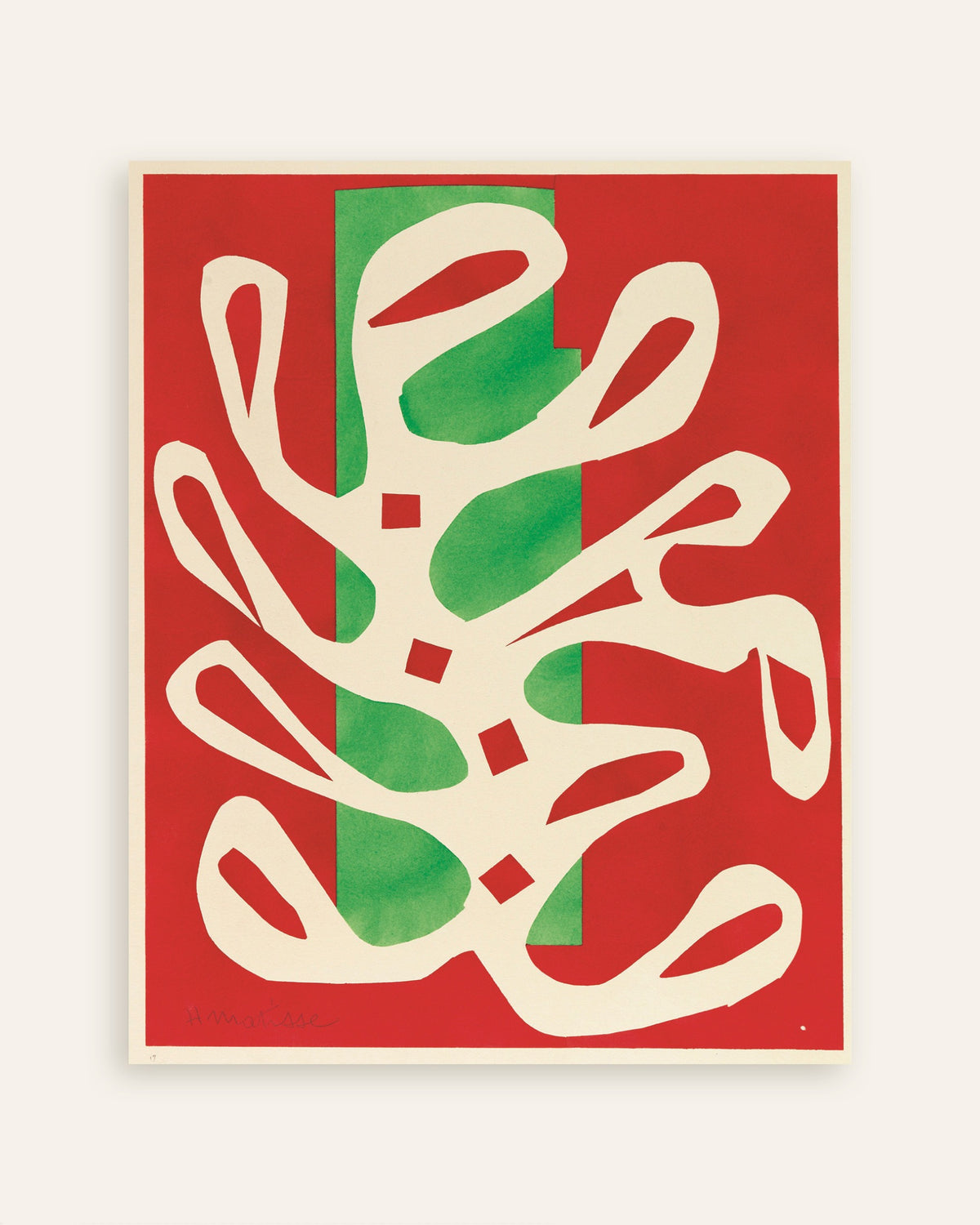 Poster de Alga Branca sobre Fundo Vermelho e Verde (1947), de Henri Matisse, em miniatura