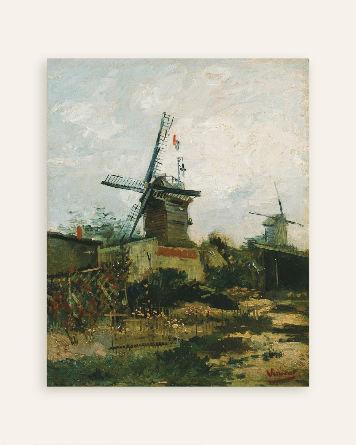 Poster de Moinhos de vento em Montmartre (1886), de Vincent van Gogh, em miniatura