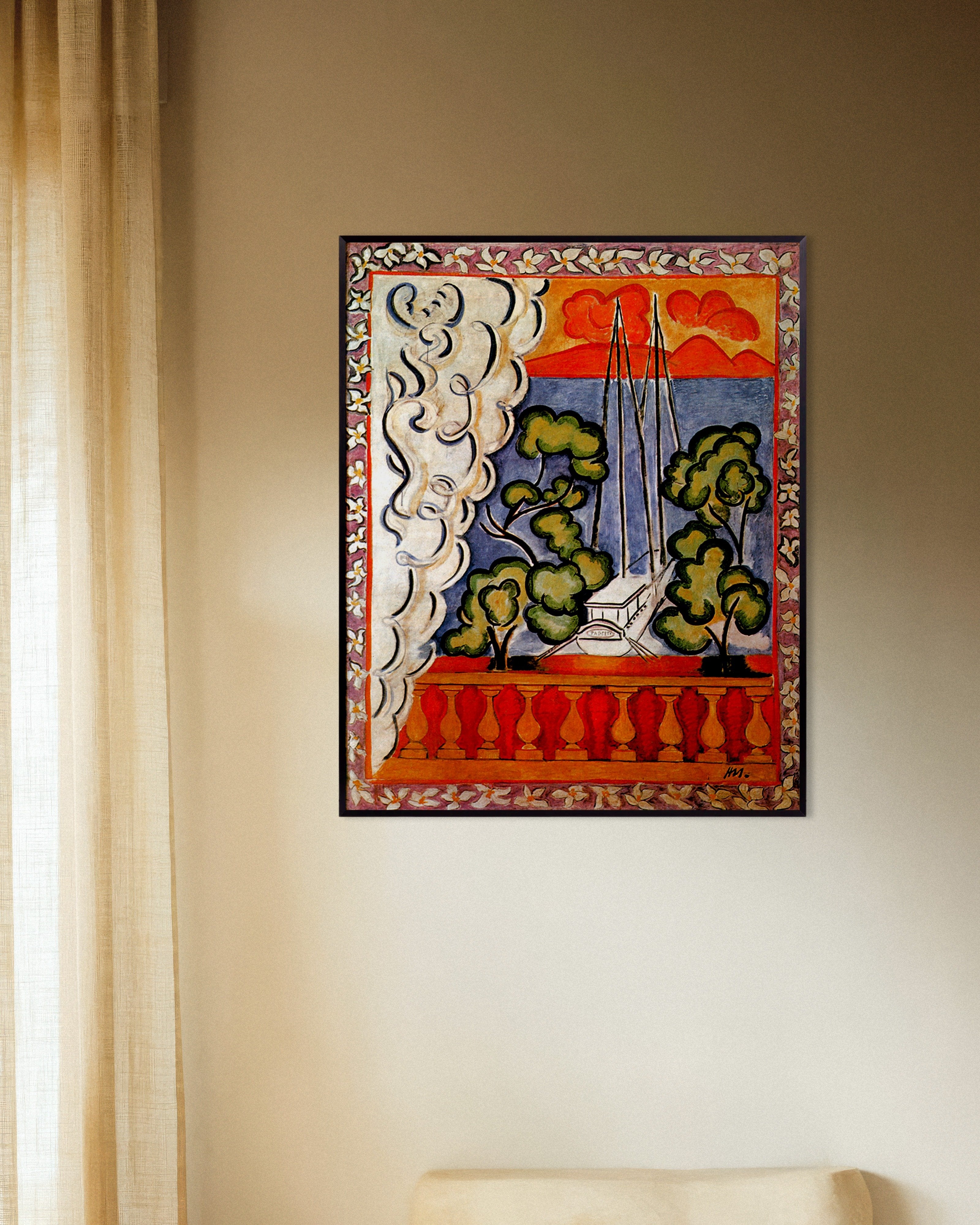 Poster of Window in Tahiti (1935) by Henri Matisse, with metal frame