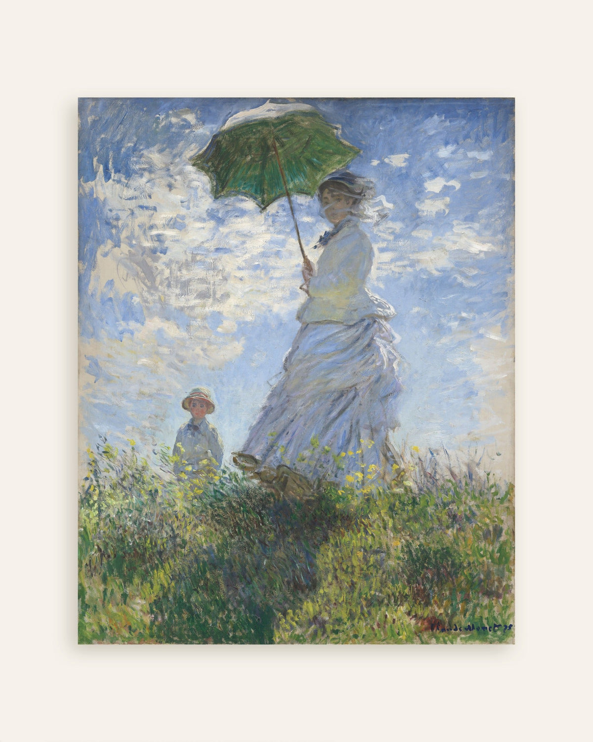 Poster Mulher com Sombrinha, Madame Monet e o Filho (1875), de Claude Monet, miniatura